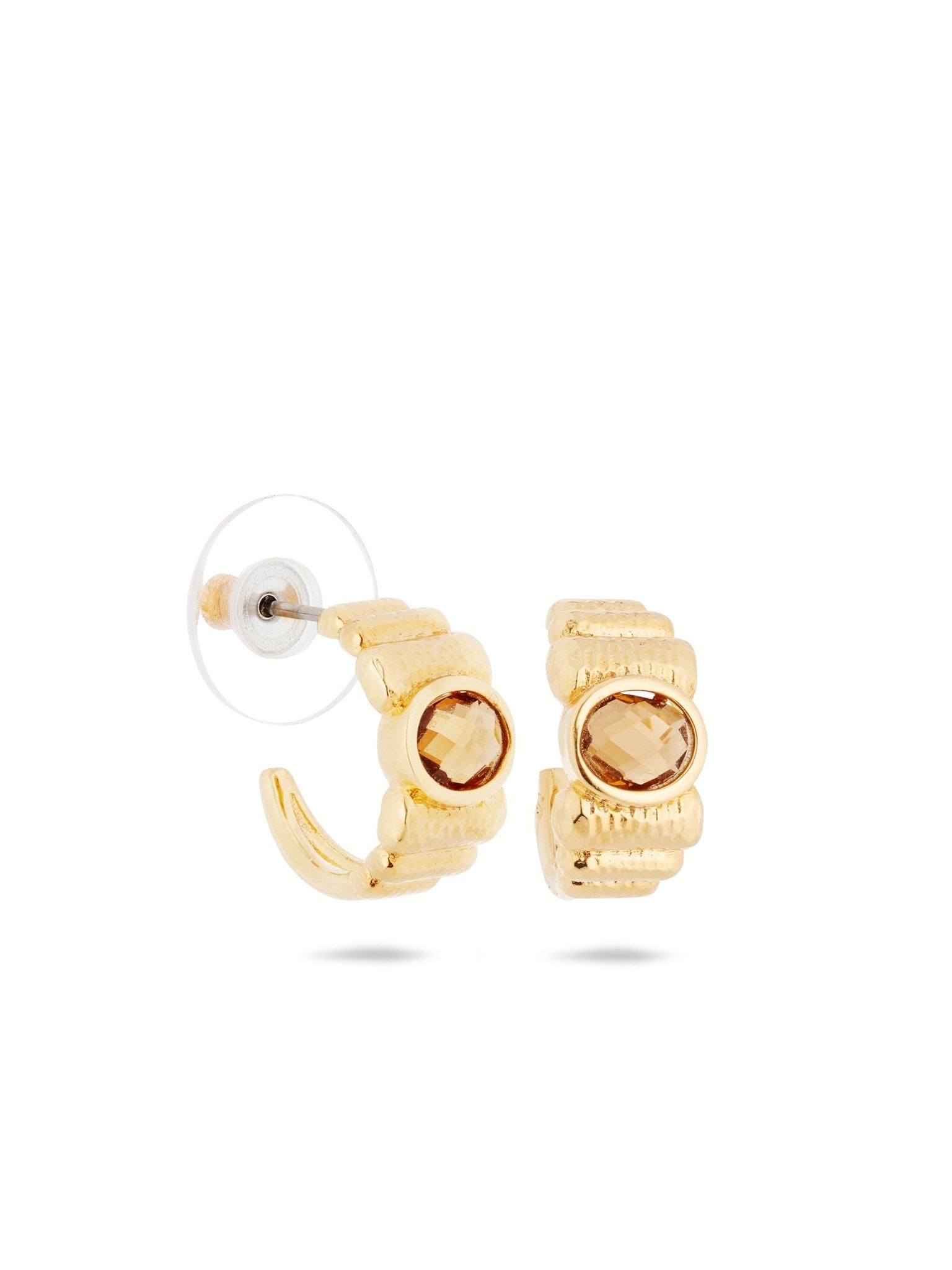 Gold And Wavy Hoop Earrings | AUNB1021 - Les Nereides