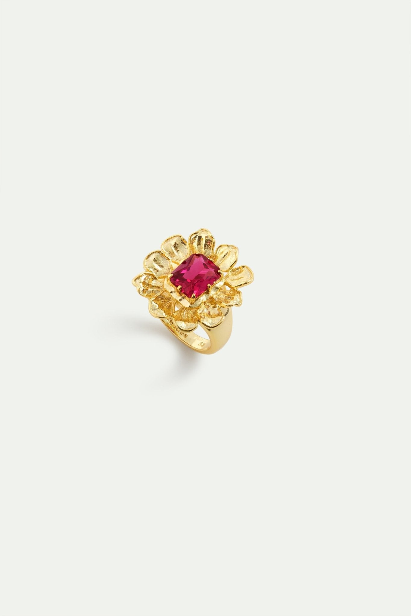 Gold Anemone Ring With A Pink Stone | AYOP6011 - Les Nereides