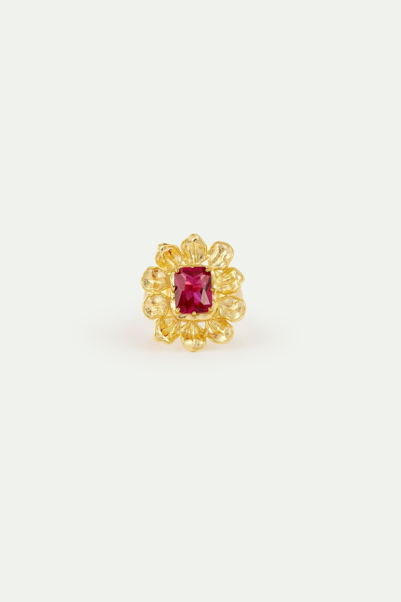 Gold Anemone Ring With A Pink Stone | AYOP6011 - Les Nereides