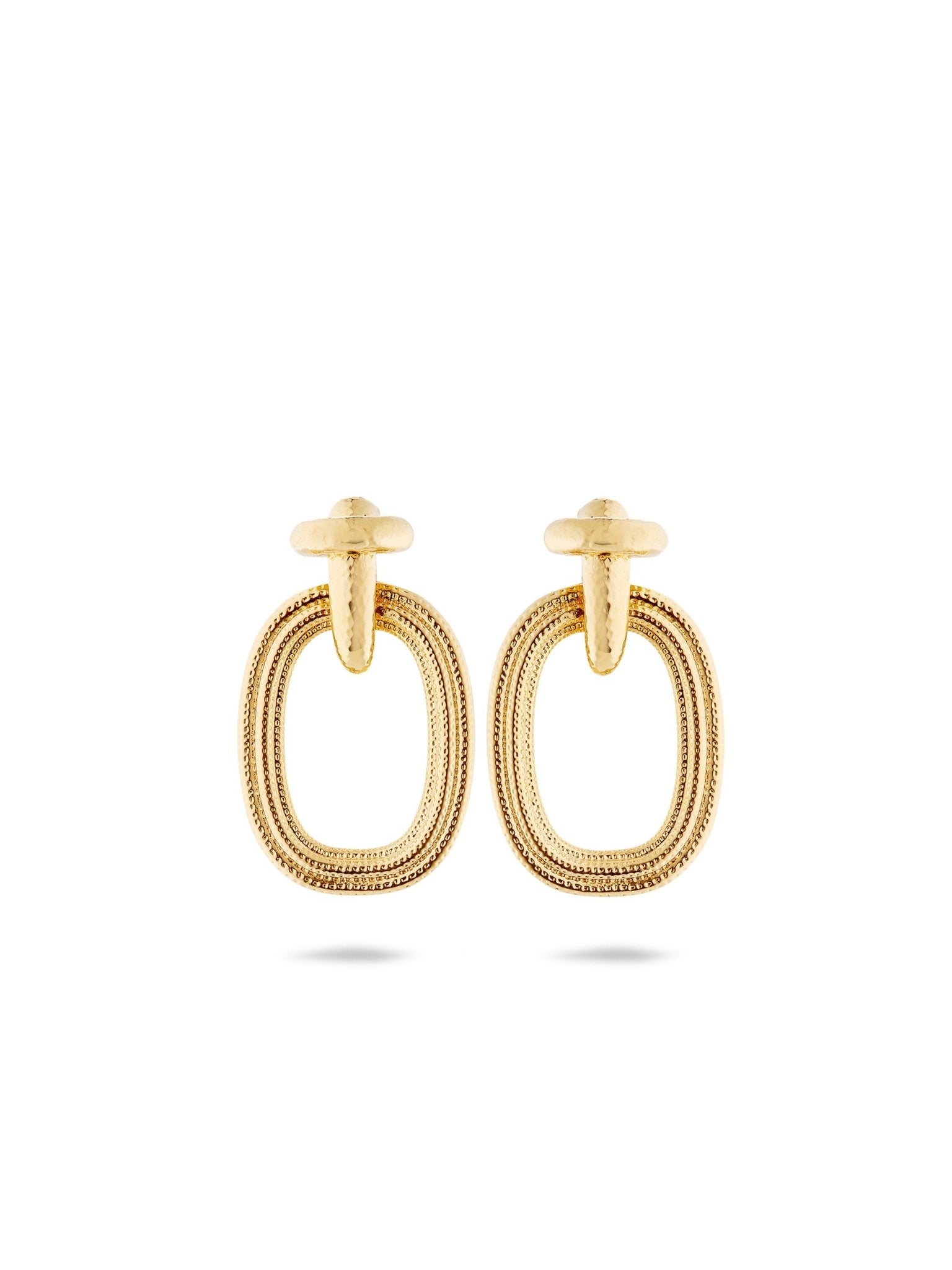 Gold Duo Of Textures Earrings | AUNB1031 - Les Nereides