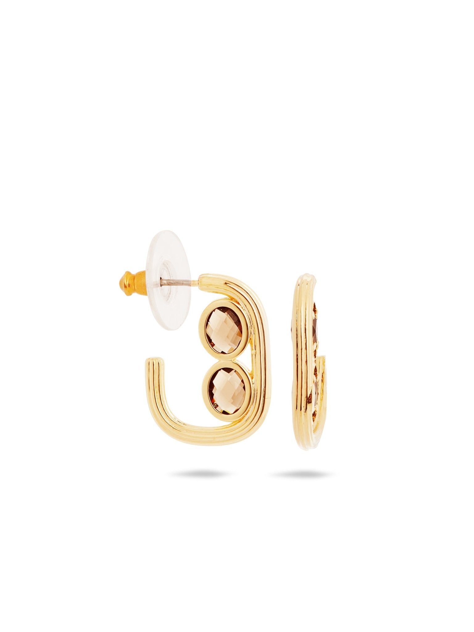 Gold Hoop Earrings And Faceted Crystal | AUNB1011 - Les Nereides