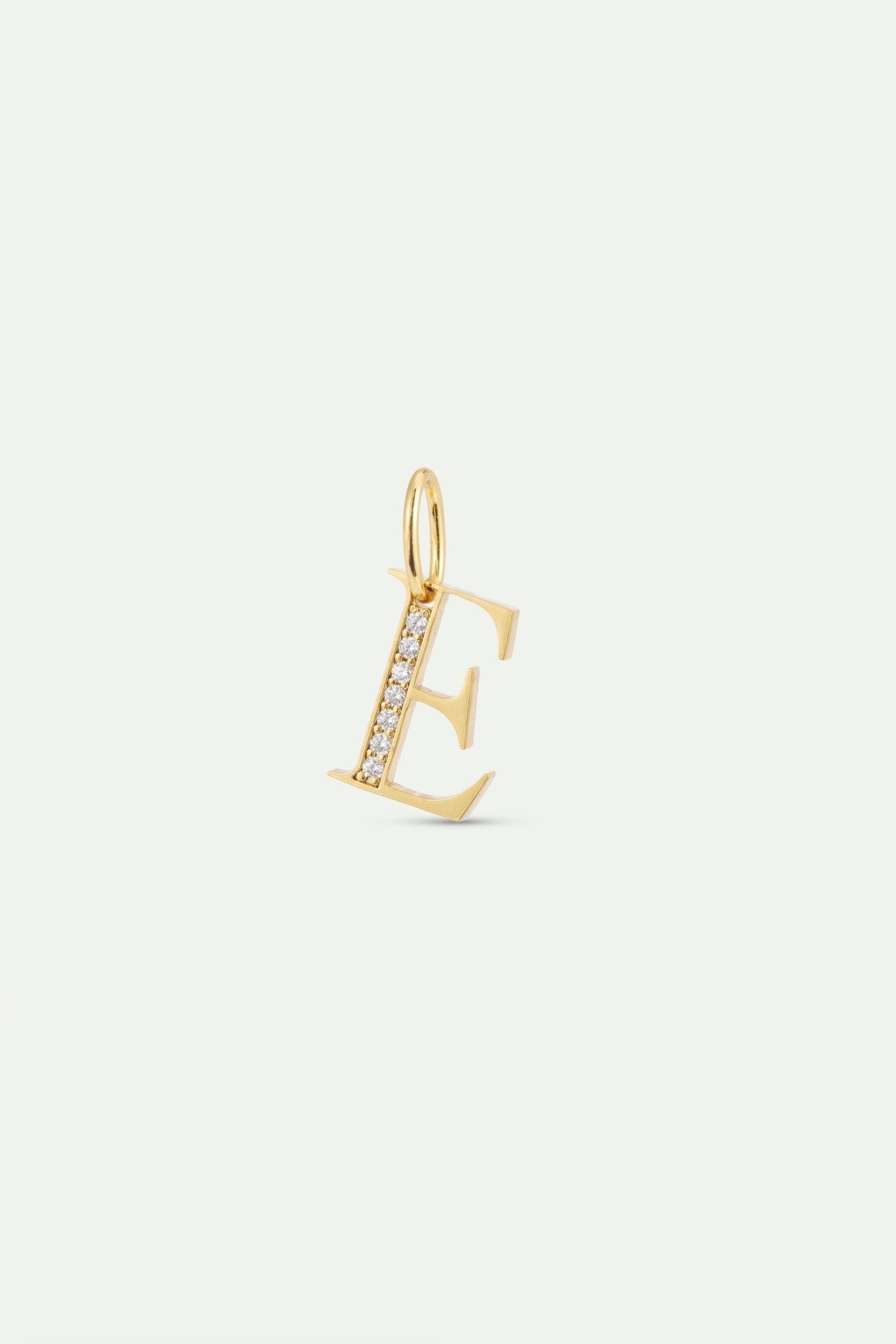 Gold Letter E Pendant With Crystals | AYAB4051 - Les Nereides