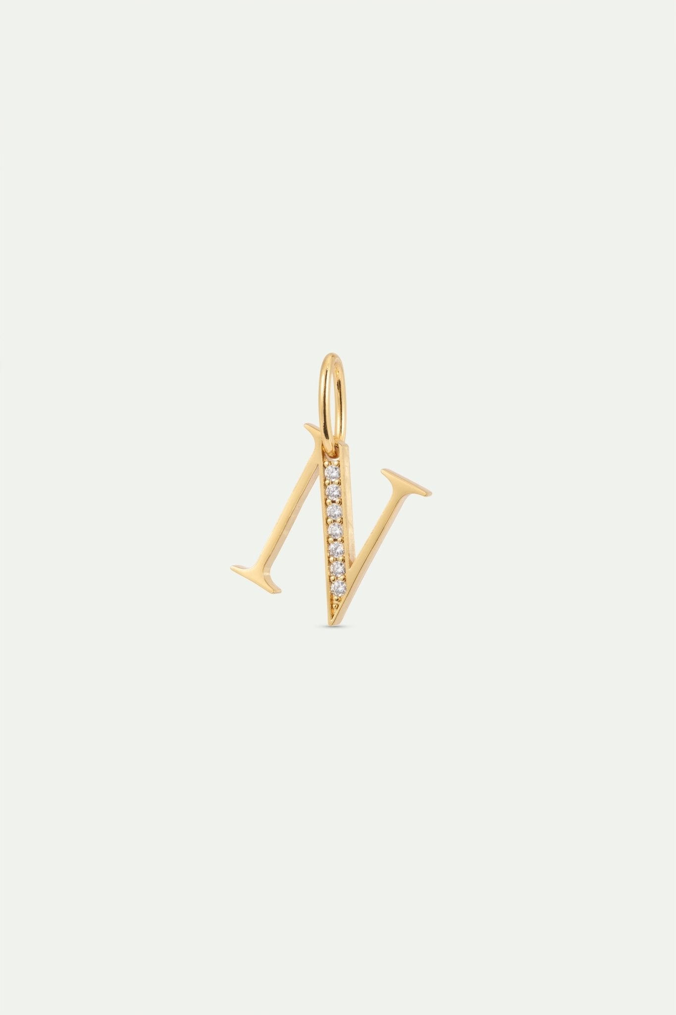 Gold Letter N Pendant With Crystals | AYAB4141 - Les Nereides