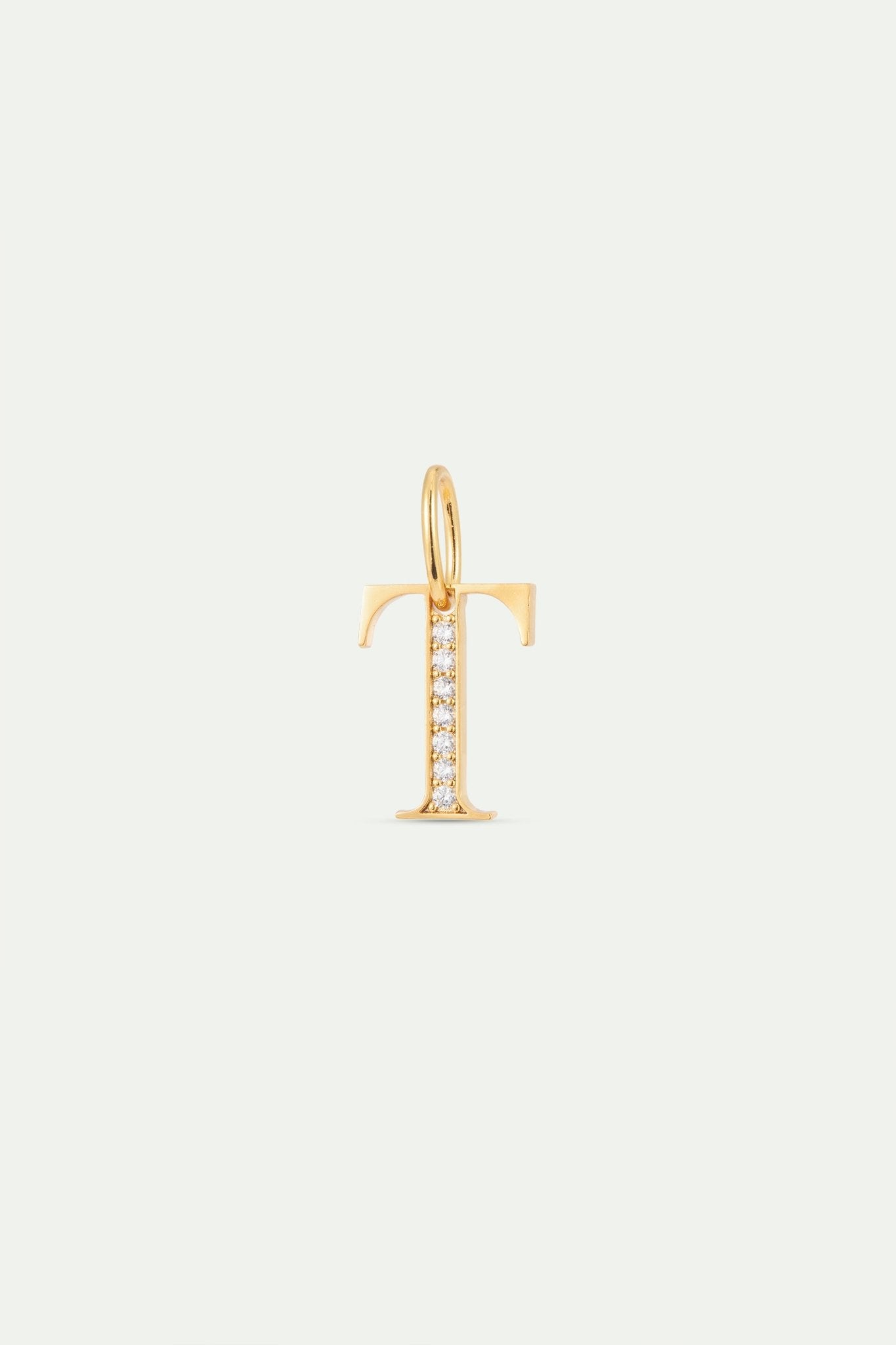 Gold Letter T Pendant With Crystals | AYAB4201 - Les Nereides Paris