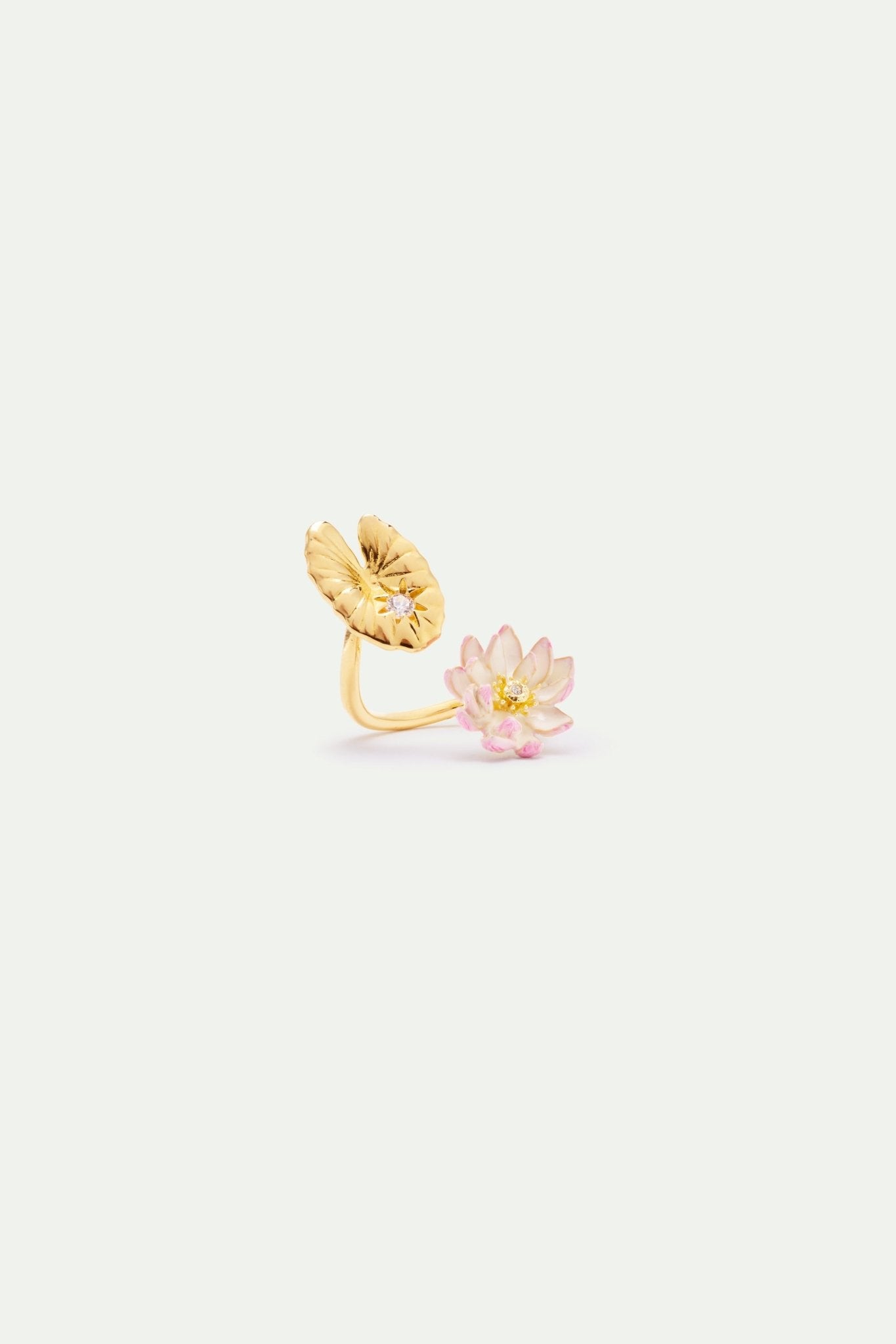 Gold Lotus And Pink Water Lily Adjustable Ring | AXON6031 - Les Nereides