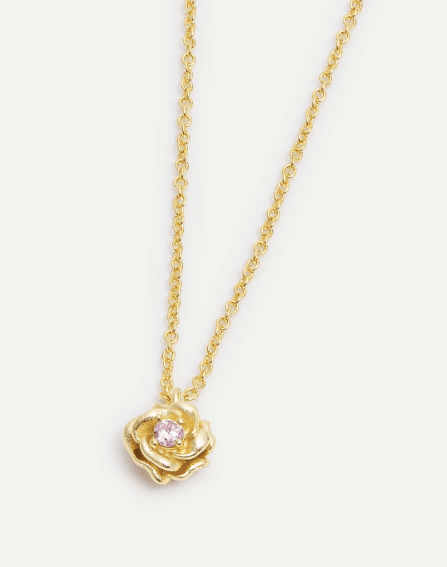 Gold Mona Lisa Rose And Pink Crystal Necklace | AXRF3041 - Les Nereides