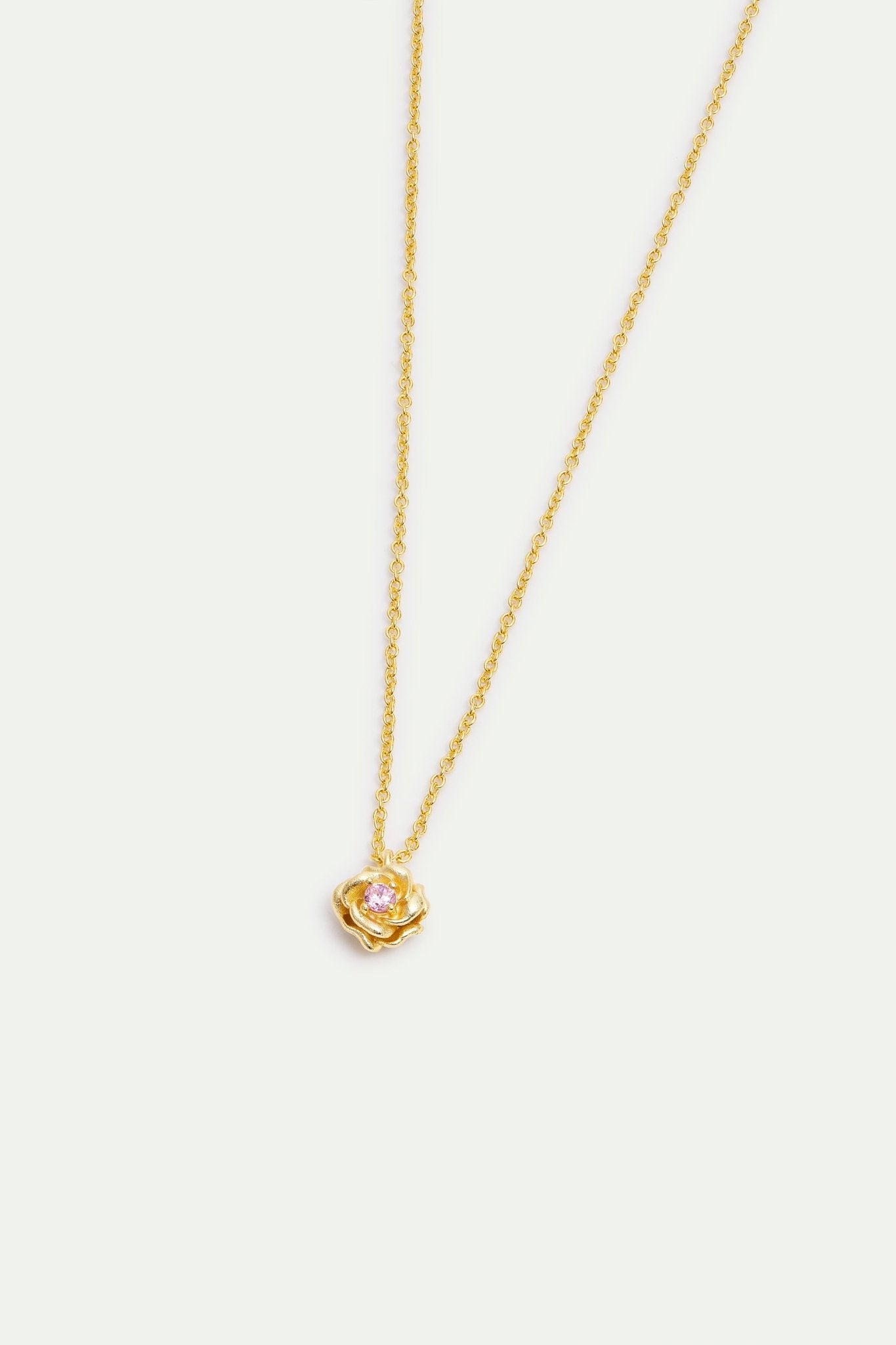 Gold Mona Lisa Rose And Pink Crystal Necklace | AXRF3041 - Les Nereides