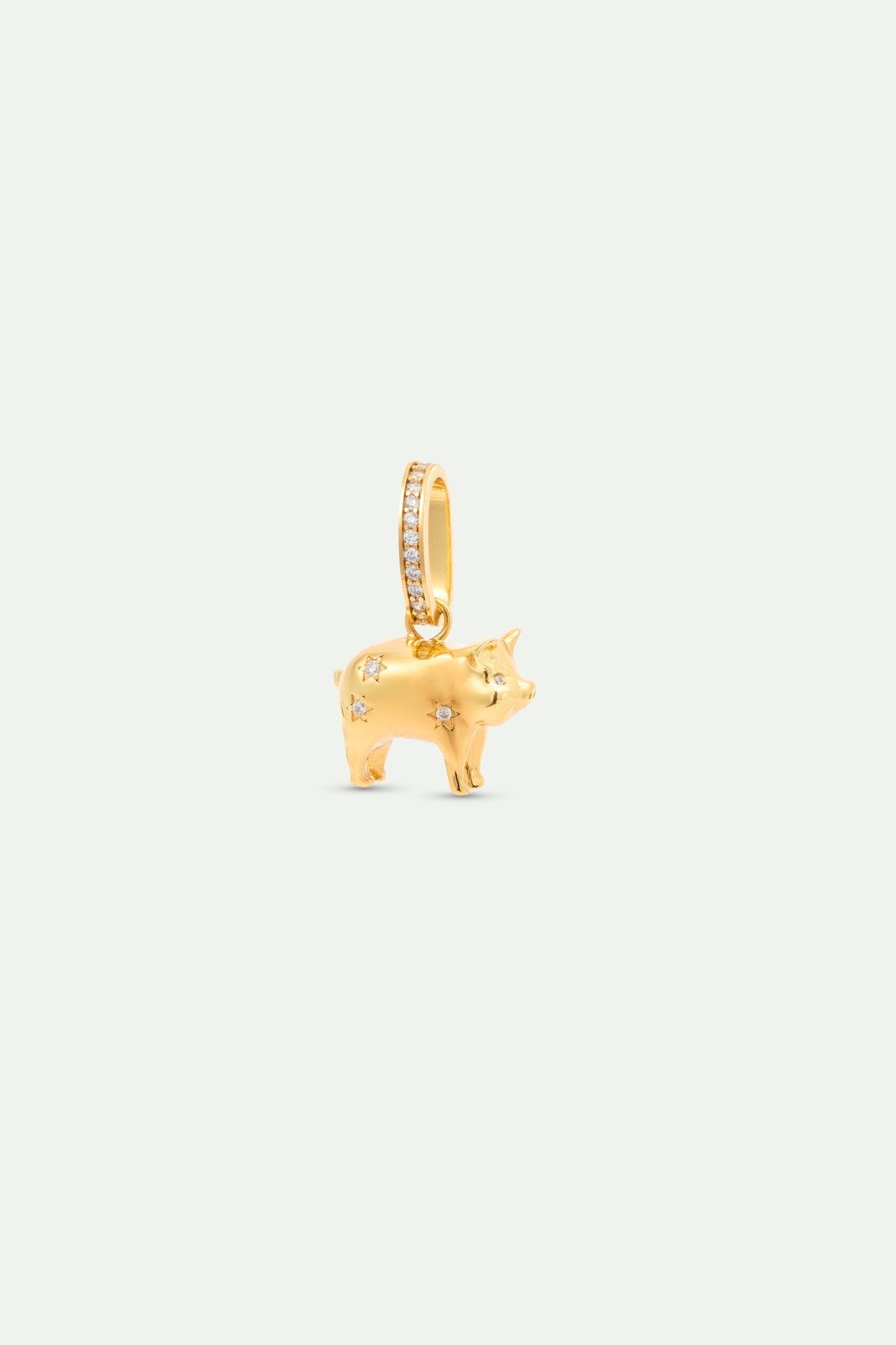 Gold Pig Pendant With Crystals, Generosity And Joy | AYAC4121 - Les Nereides Paris
