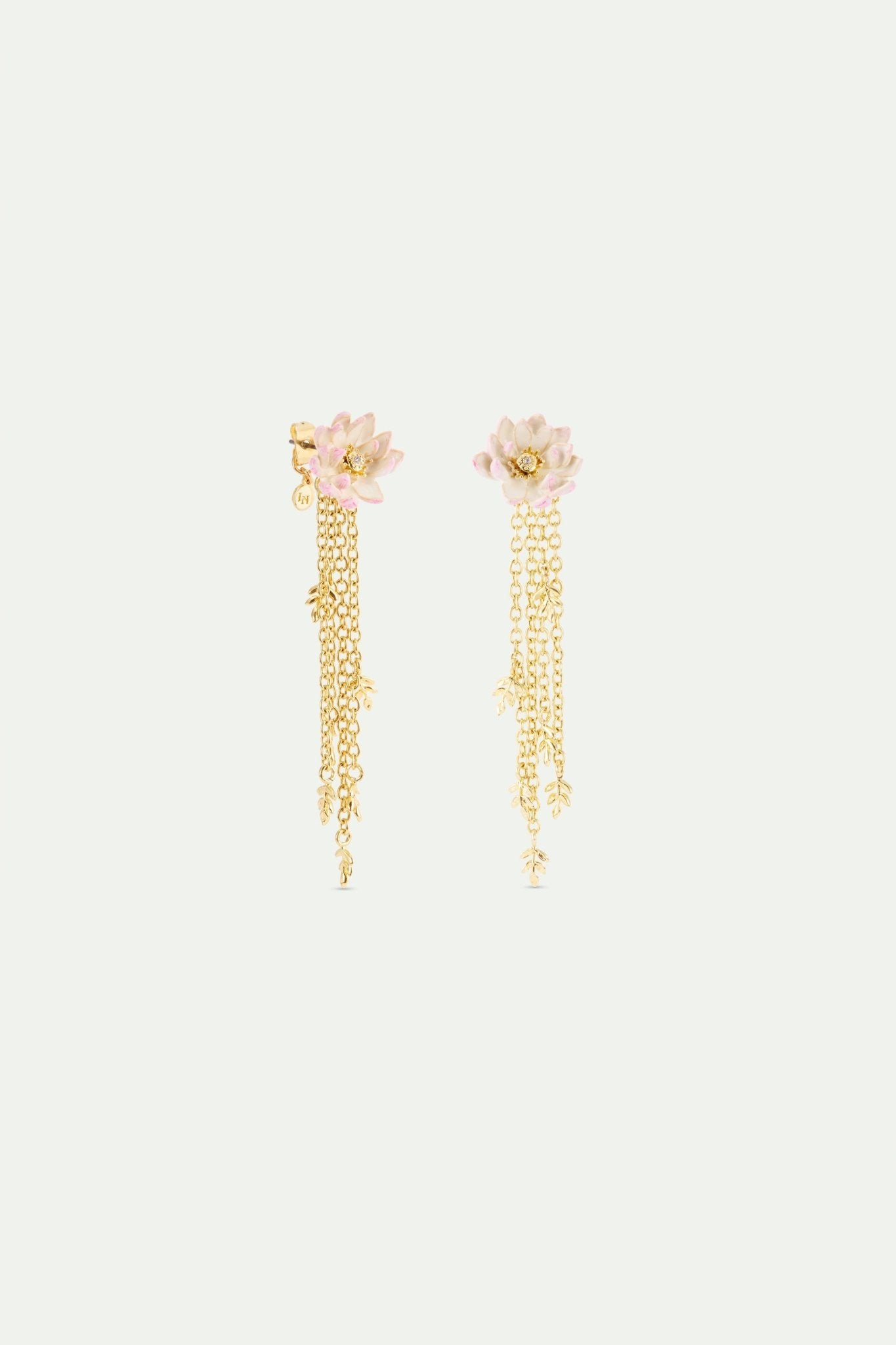 Gold - Plated Pink Water Lily Dangle Earrings | AXON1041 - Les Nereides