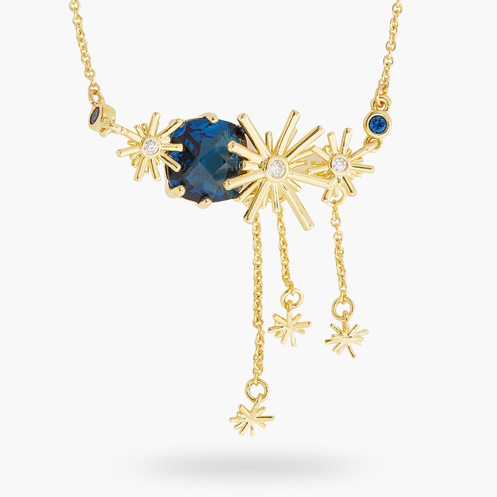 Gold Stars And Blue Stone Statement Necklace | ATET3011 - Les Nereides