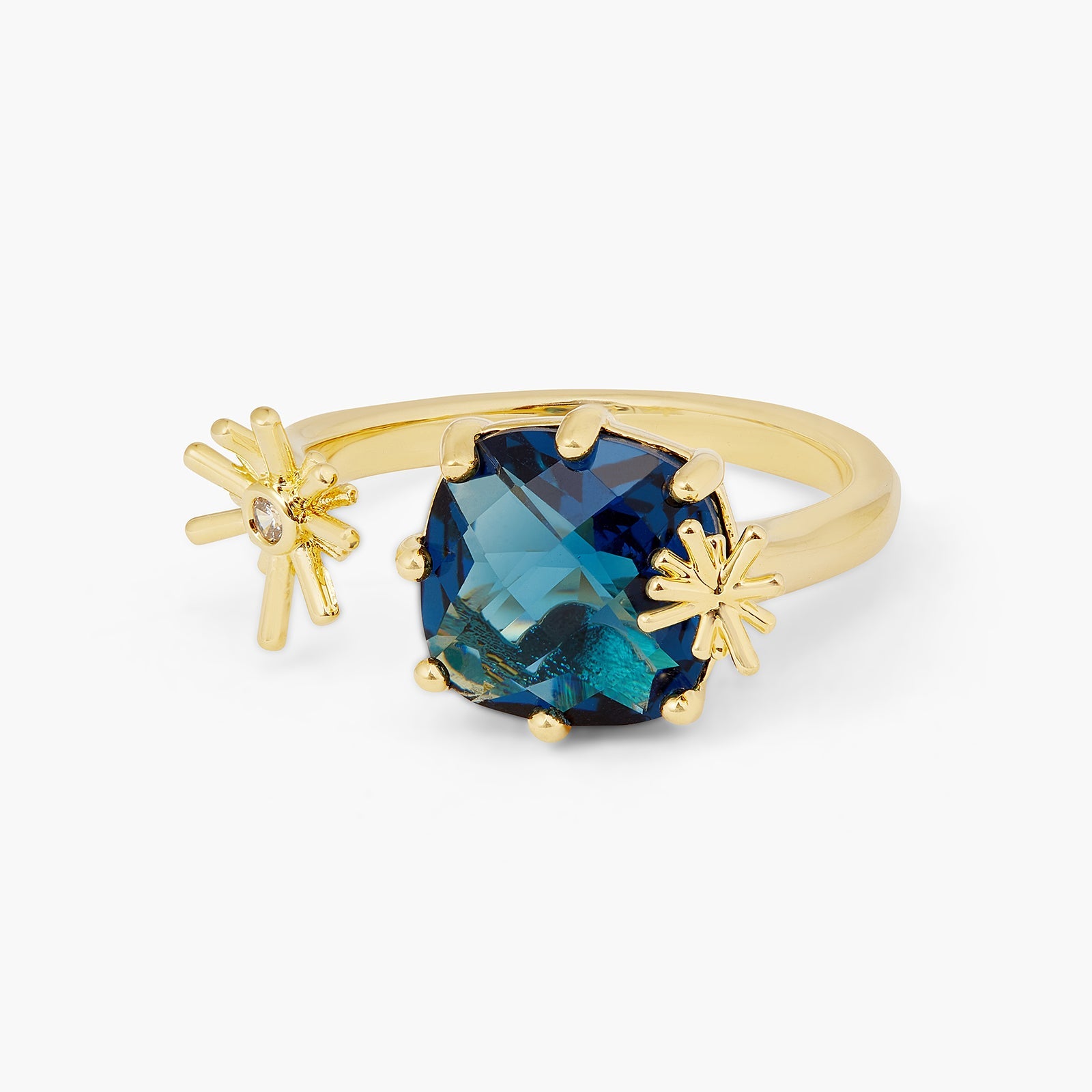 Gold Stars And Square Stone Adjustable You And Me Ring | ATET6011 - Les Nereides