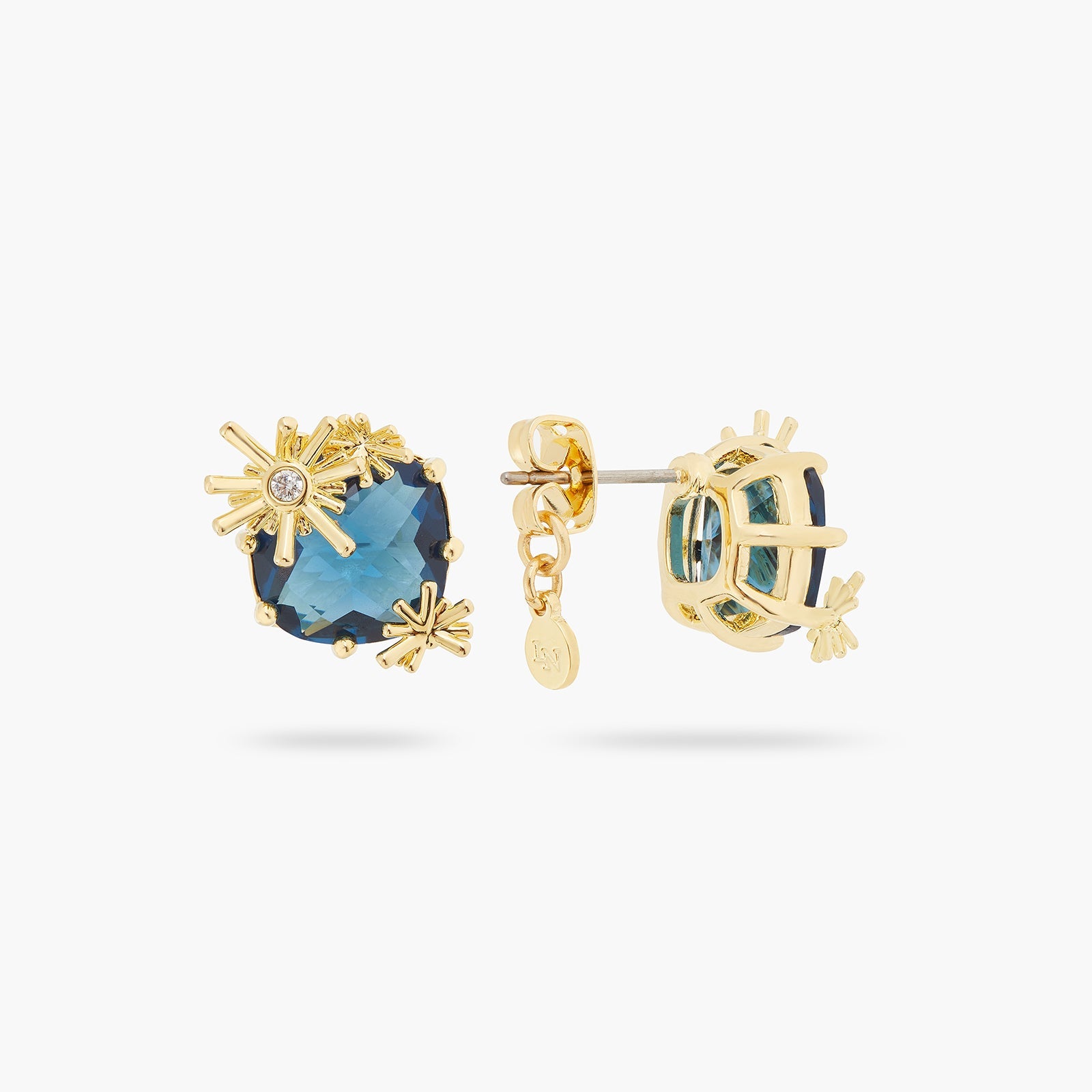 Gold Stars And Square Stone Earrings | ATET1011 - Les Nereides