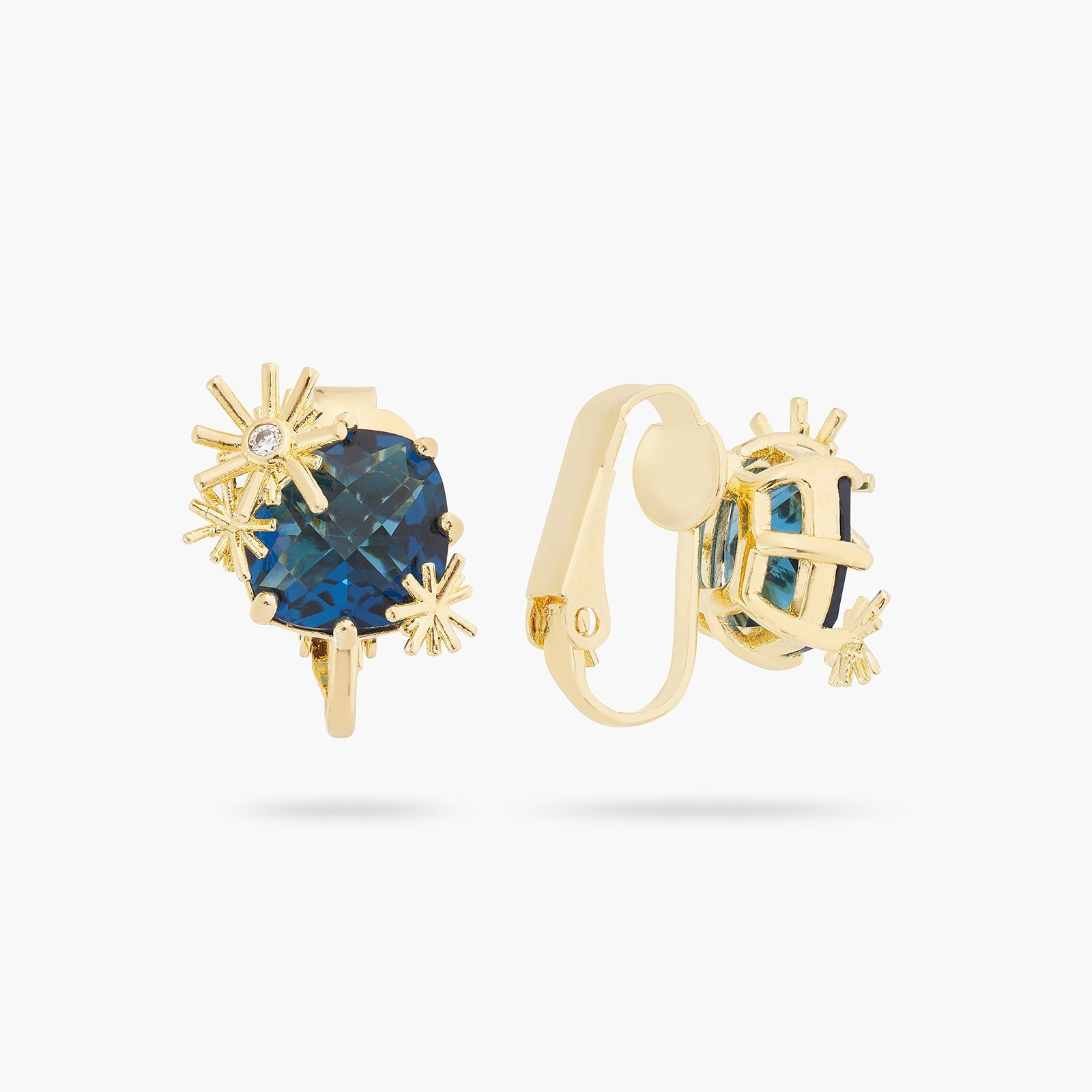Gold Stars And Square Stone Earrings | ATET1011 - Les Nereides