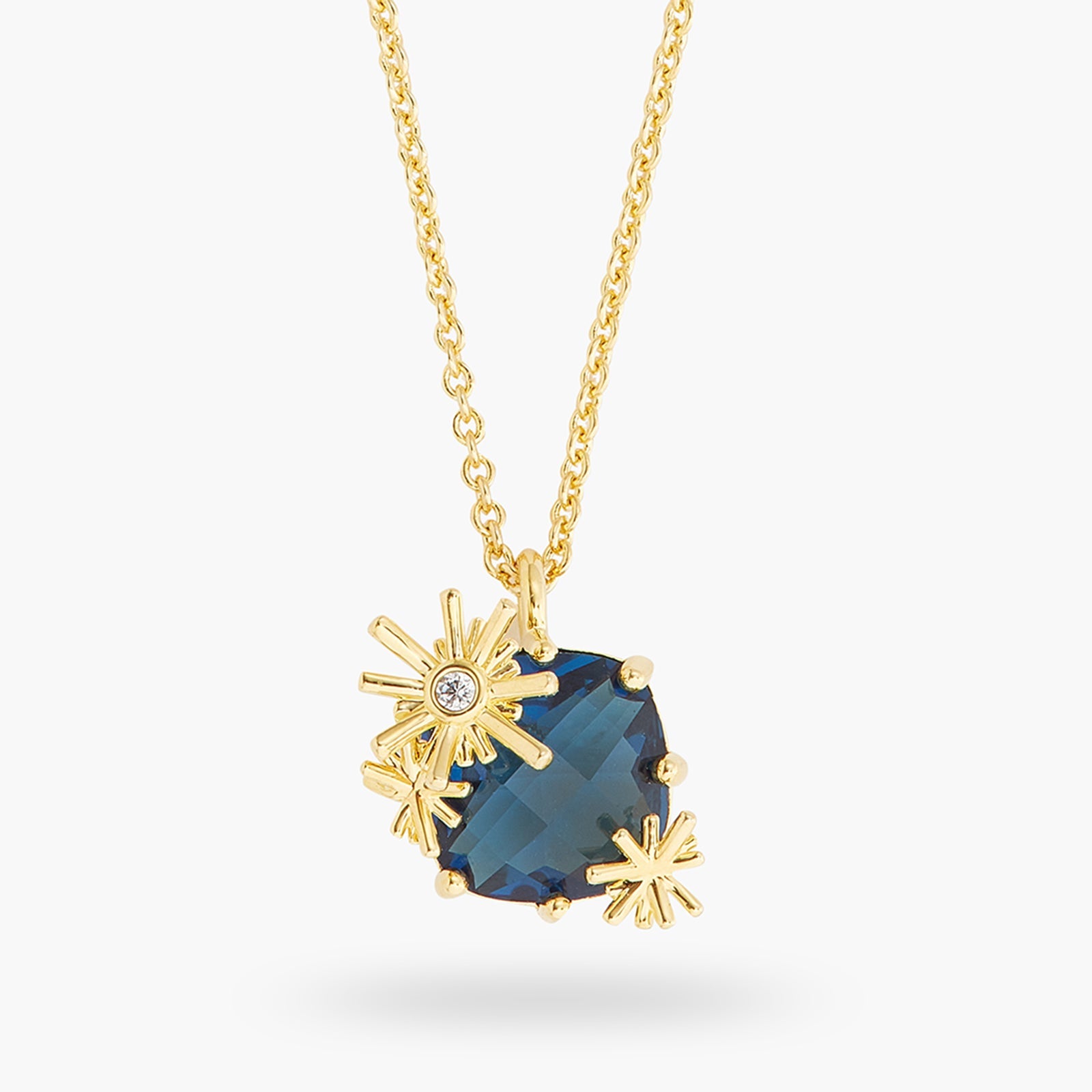 Gold Stars And Square Stone Pendant Necklace | ATET3021 - Les Nereides