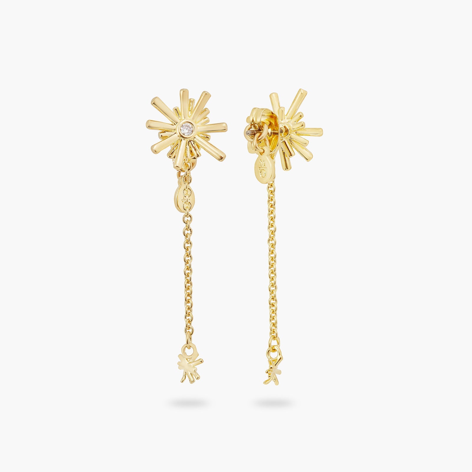 Gold Stars And White Stone Dangling Earrings | ATET1031 - Les Nereides