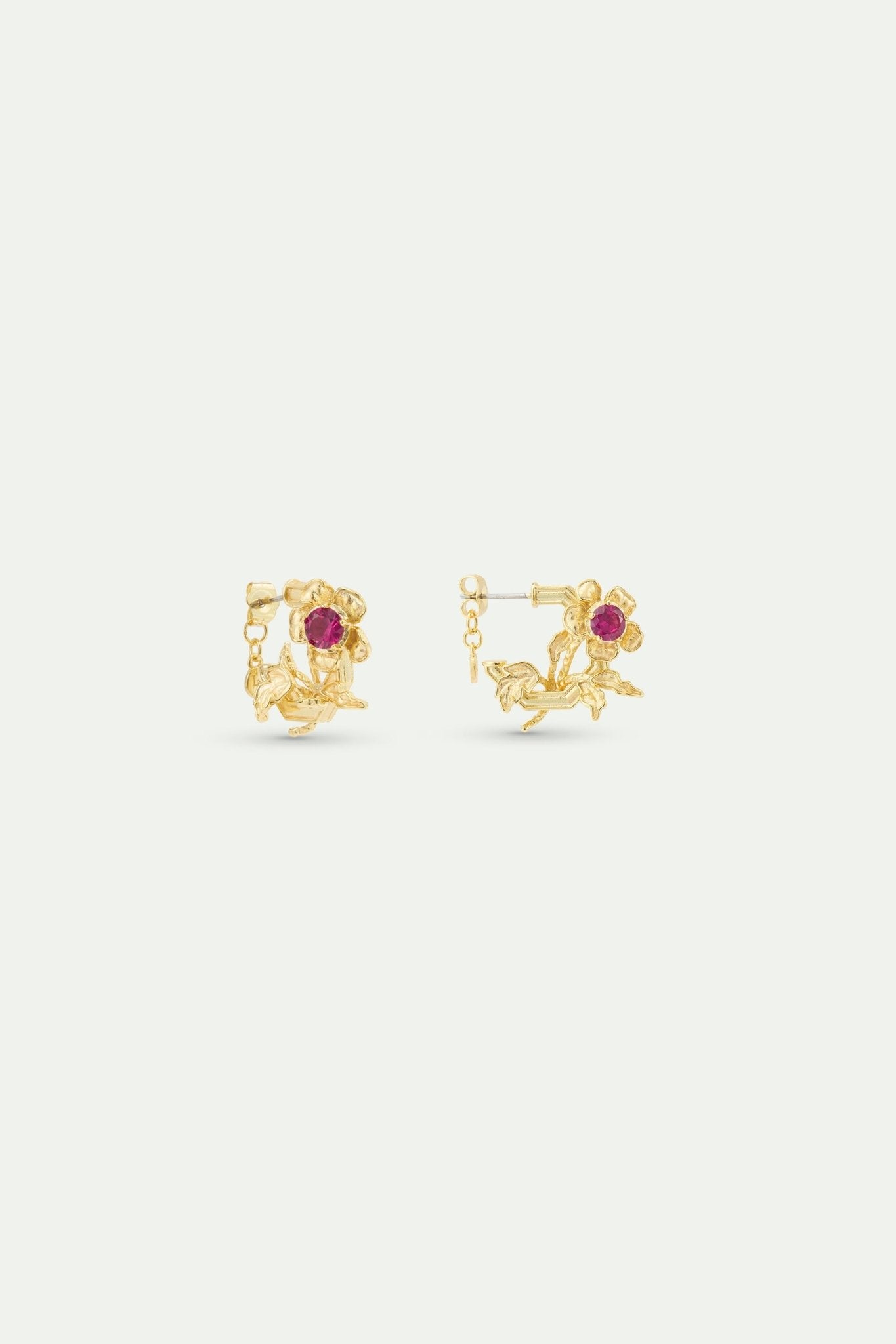 Golden Anemone And Pink Crystal Earrings | AYOP1031 - Les Nereides