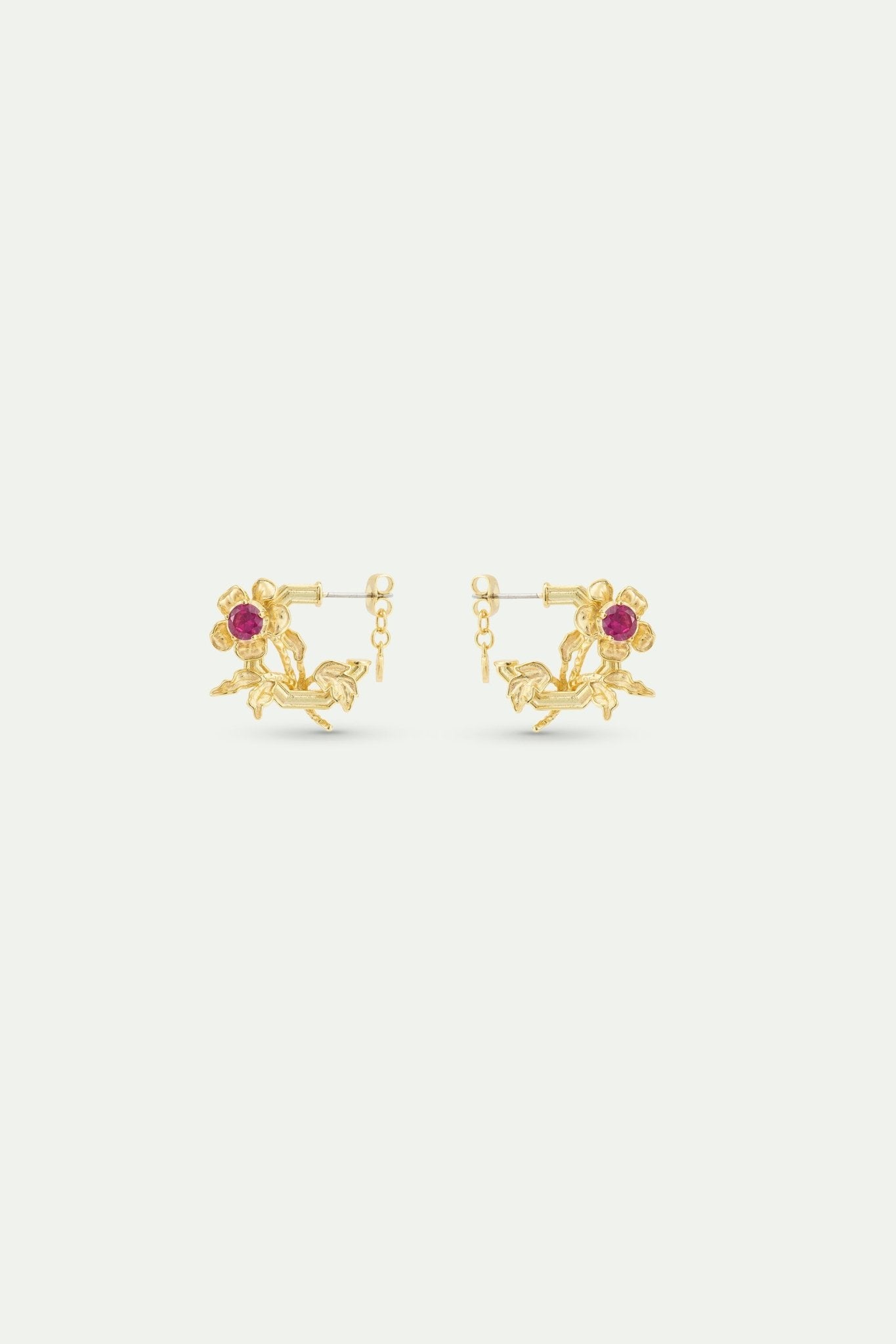 Golden Anemone And Pink Crystal Earrings | AYOP1031 - Les Nereides