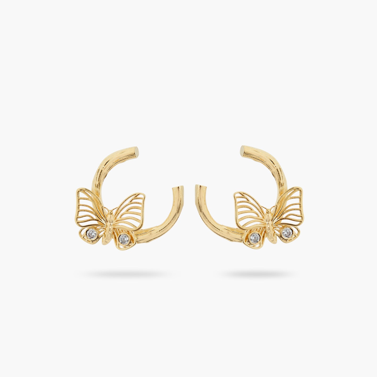 Golden Butterfly And Crystal Earrings | ATNF1051 - Les Nereides