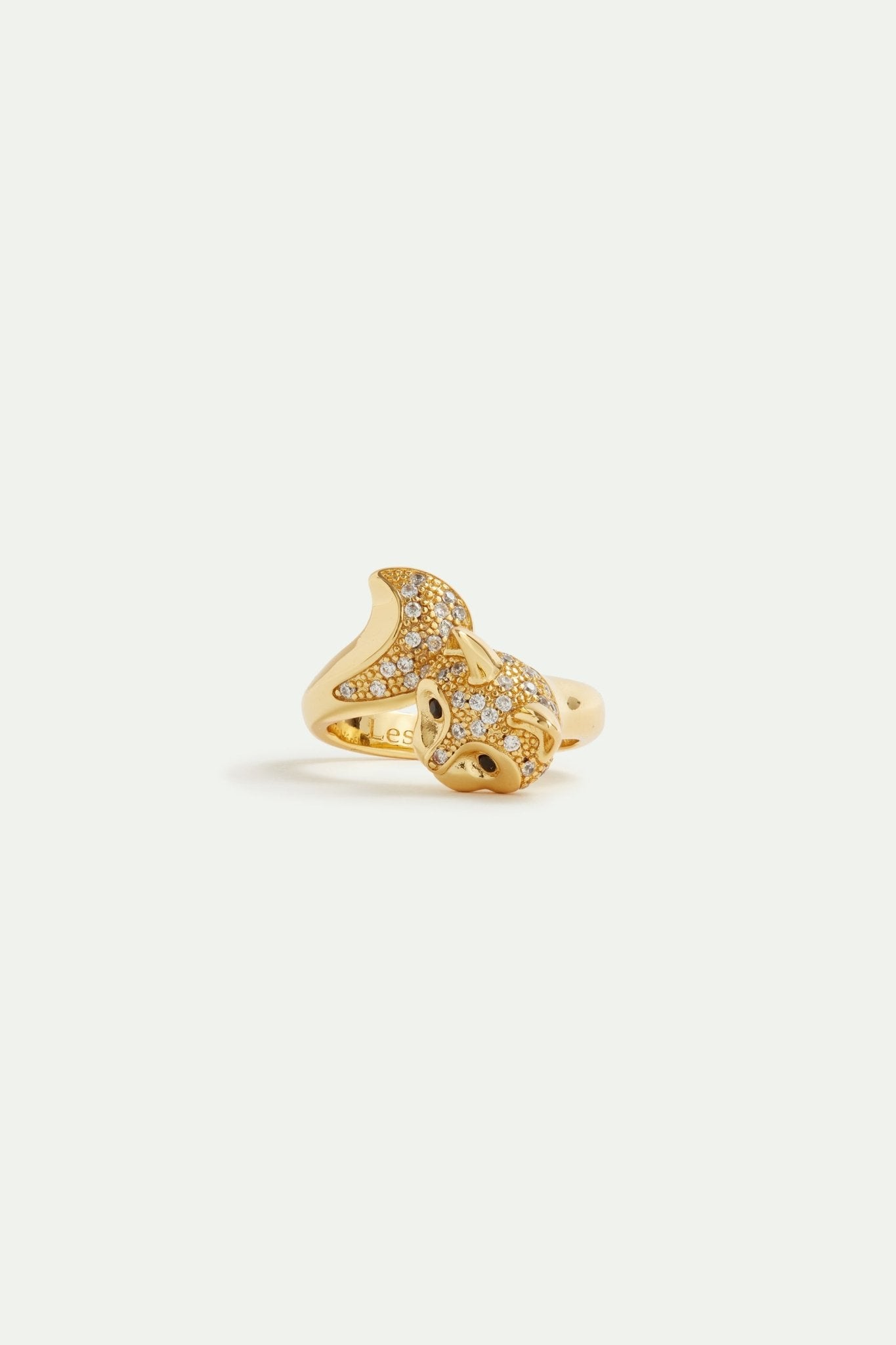 Golden cat and crystal adjustable ring | AVLA6011 - Les Nereides