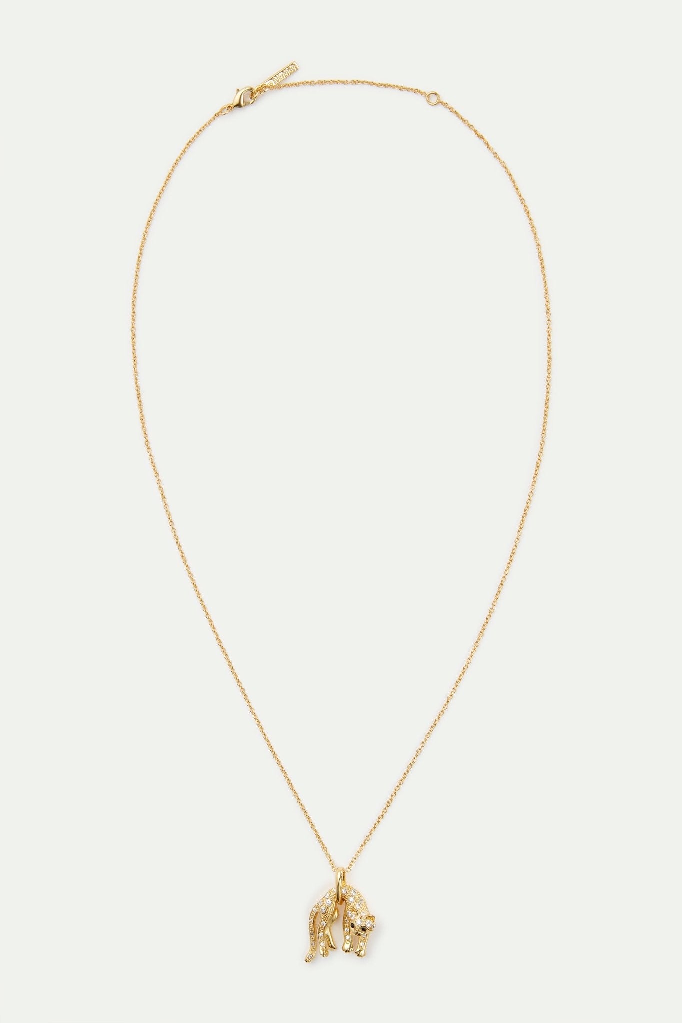 Golden Cat And Crystal Pendant Necklace | AVLA3051 - Les Nereides