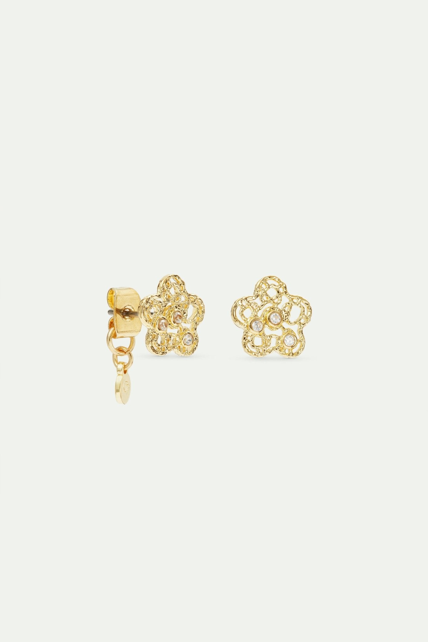 Golden filigree flower and crystal earrings | AVOP1051 - Les Nereides