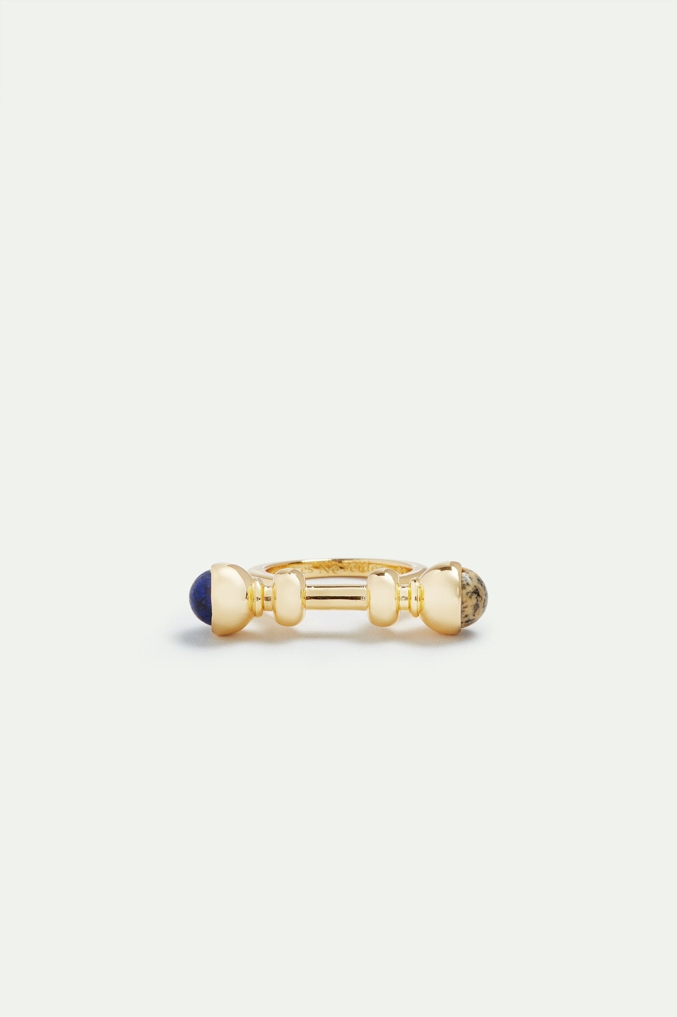Golden ring with lapis lazuli and jasper beads | AVSE6101 - Les Nereides