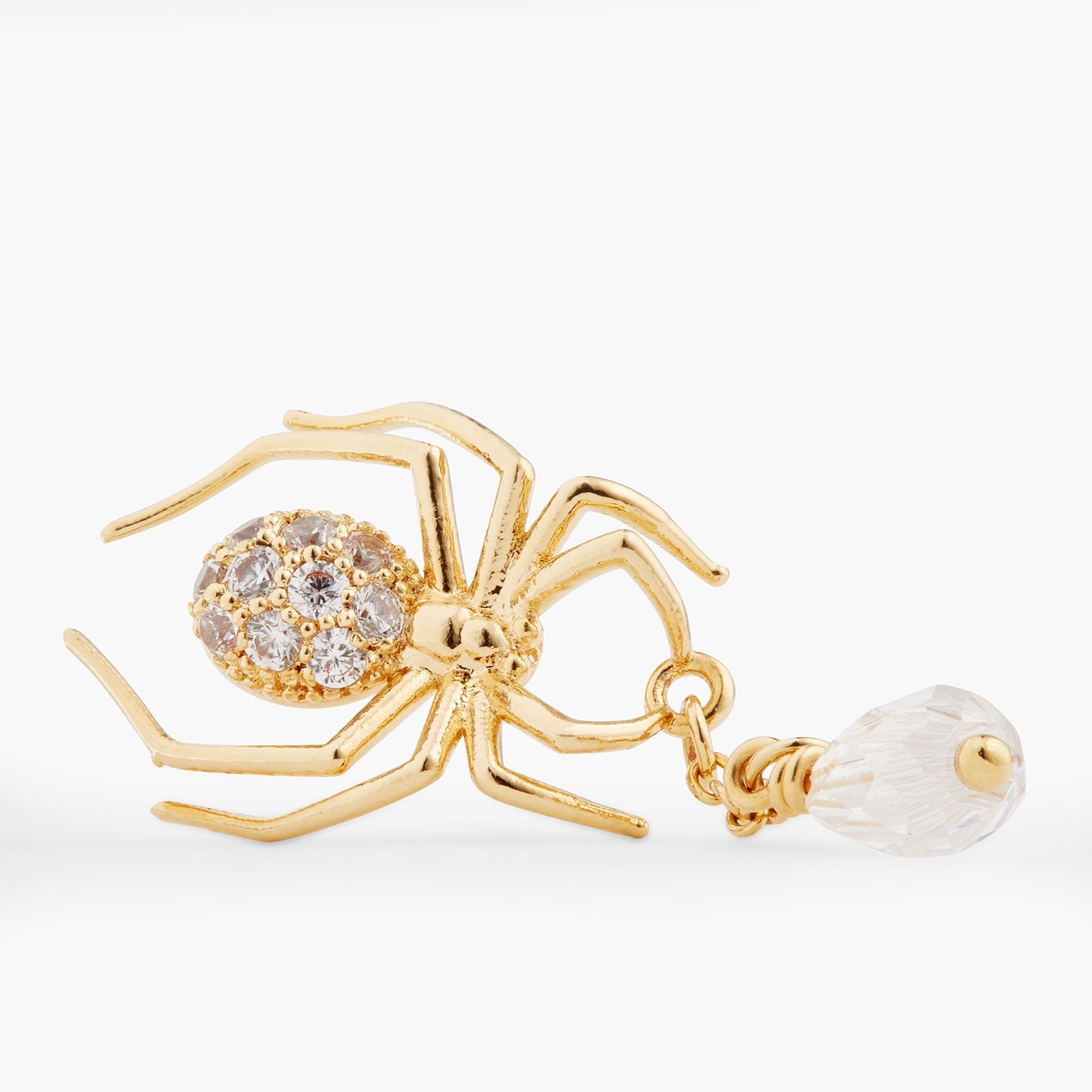 Golden Spider And Cut Crystal Dangling Earrings | ATNF1011 - Les Nereides
