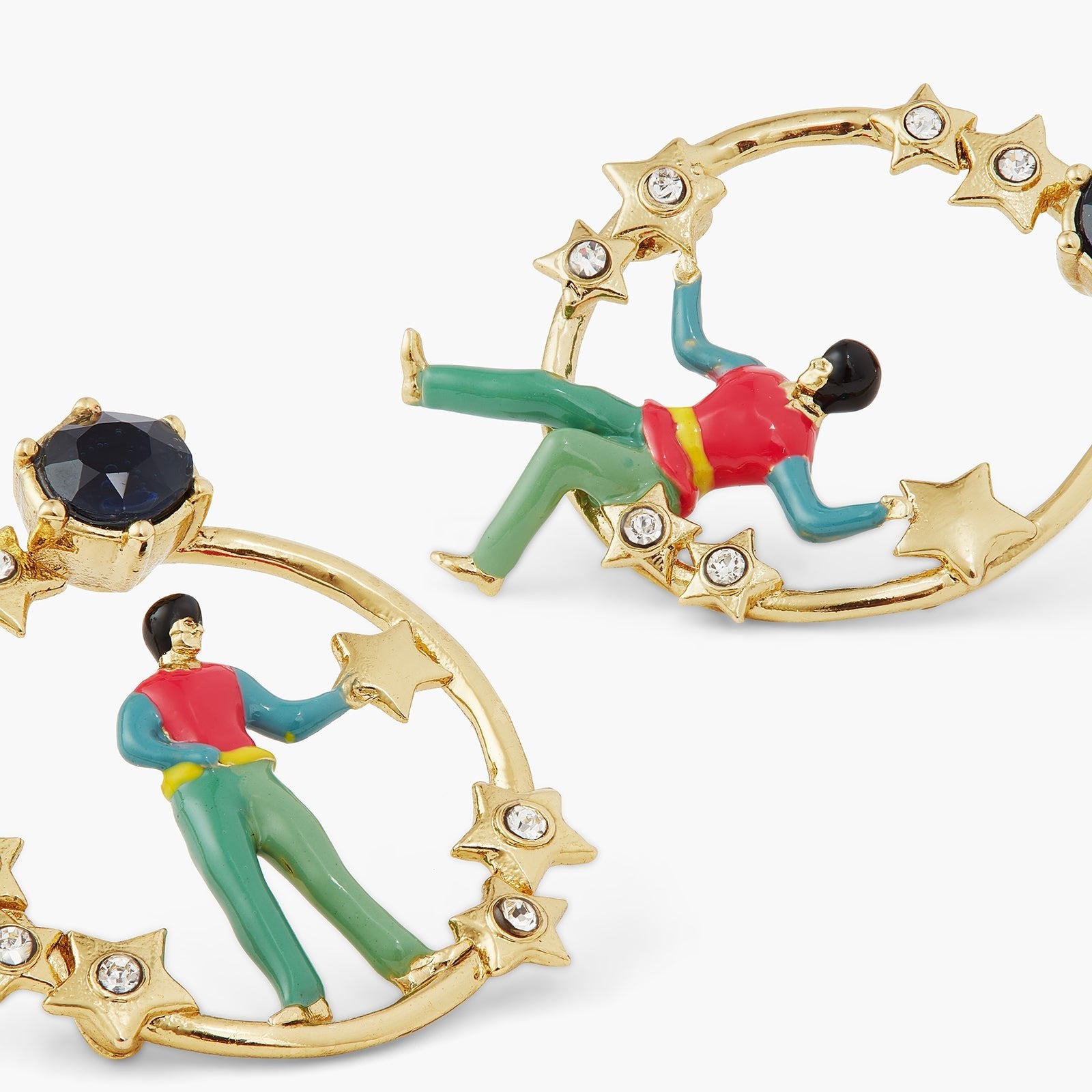 Golden Star And Character Asymmetrical Earrings | ATVE1061 - Les Nereides