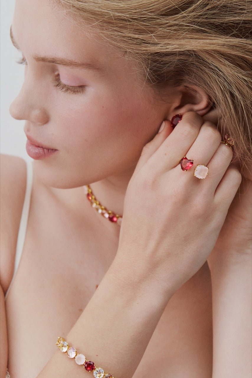 Gradient Pink Diamantine Fine Bracelet With Row Of Stones | AWLD2521 - Les Nereides