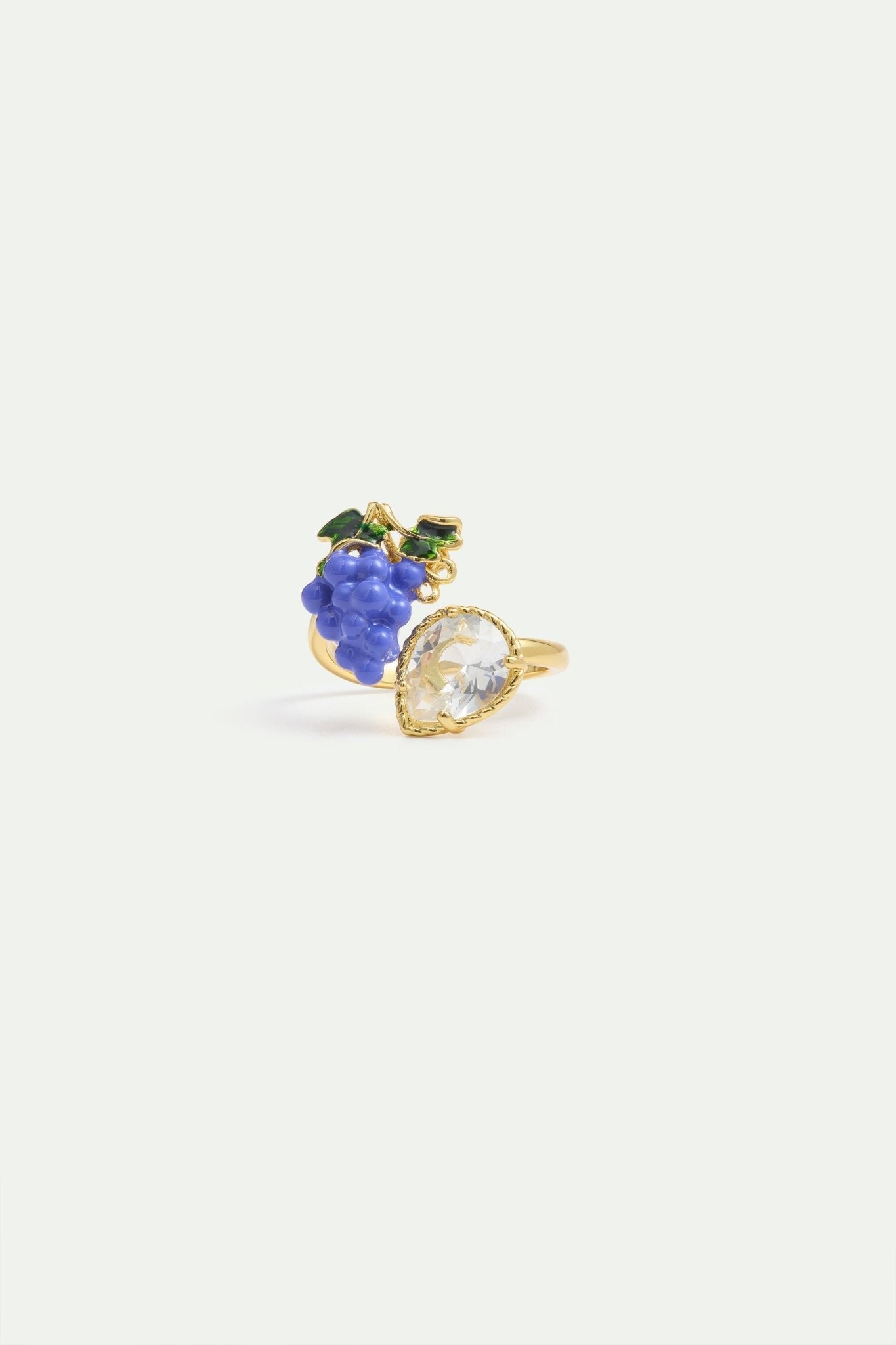 Grapes And White Faceted Stone Adjustable Ring | AYFB6011 - Les Nereides