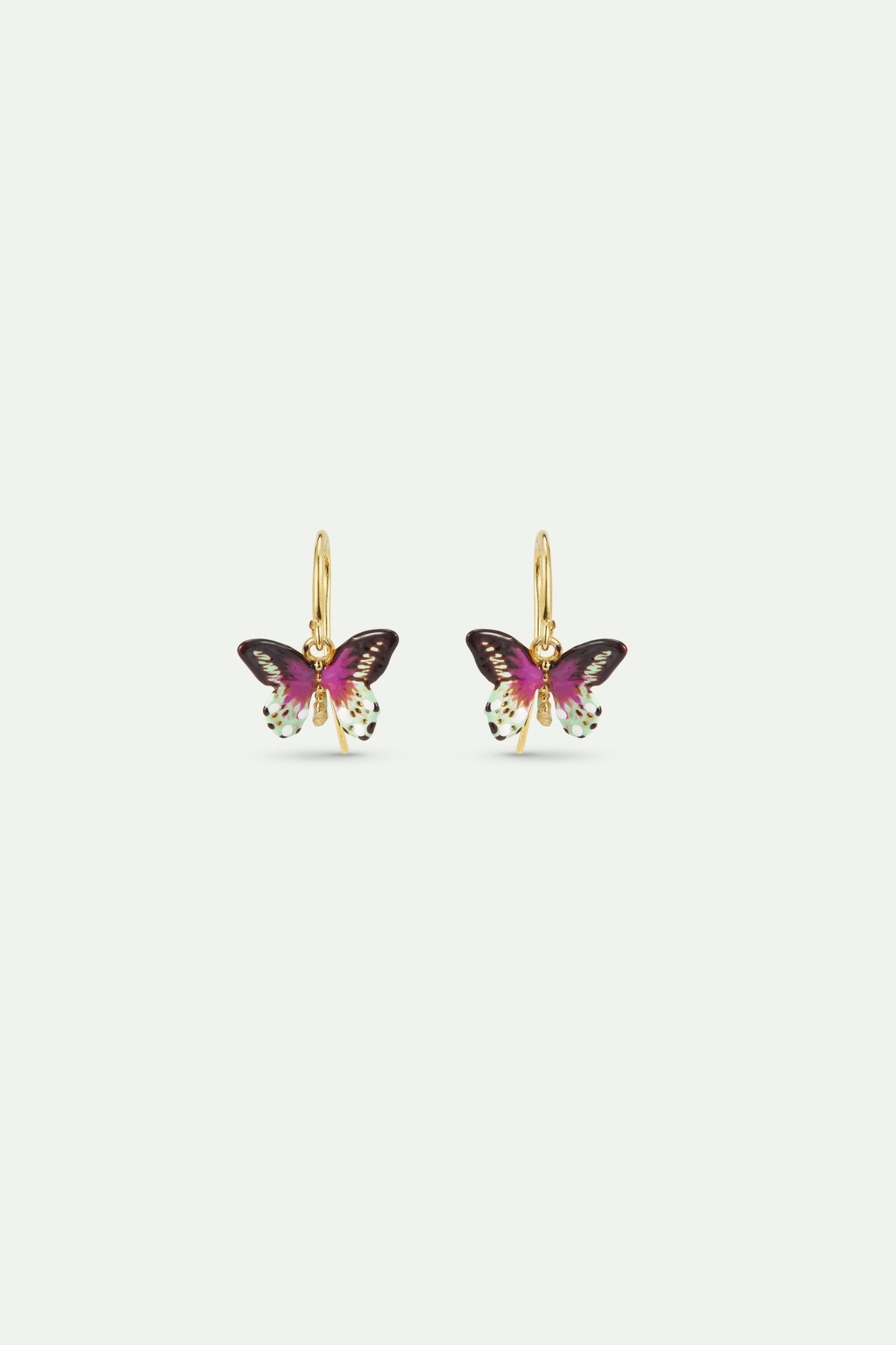 Green And Purple Butterfly Hook Earrings | AXLA1061 - Les Nereides