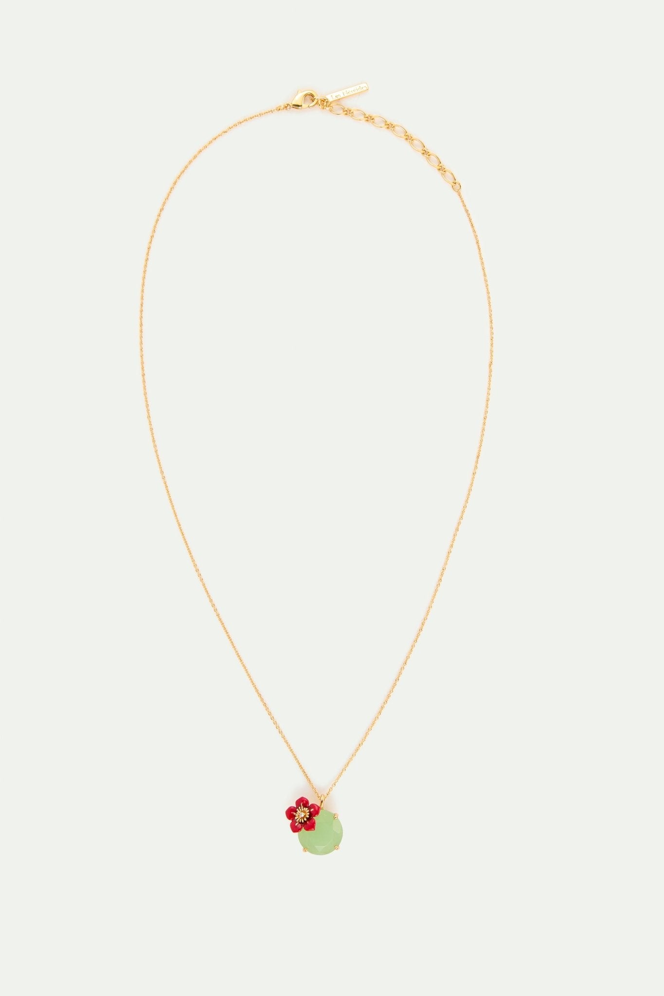 Green Round Stone And Plum Blossom Pendant Necklace | AYFJ3021 - Les Nereides Paris