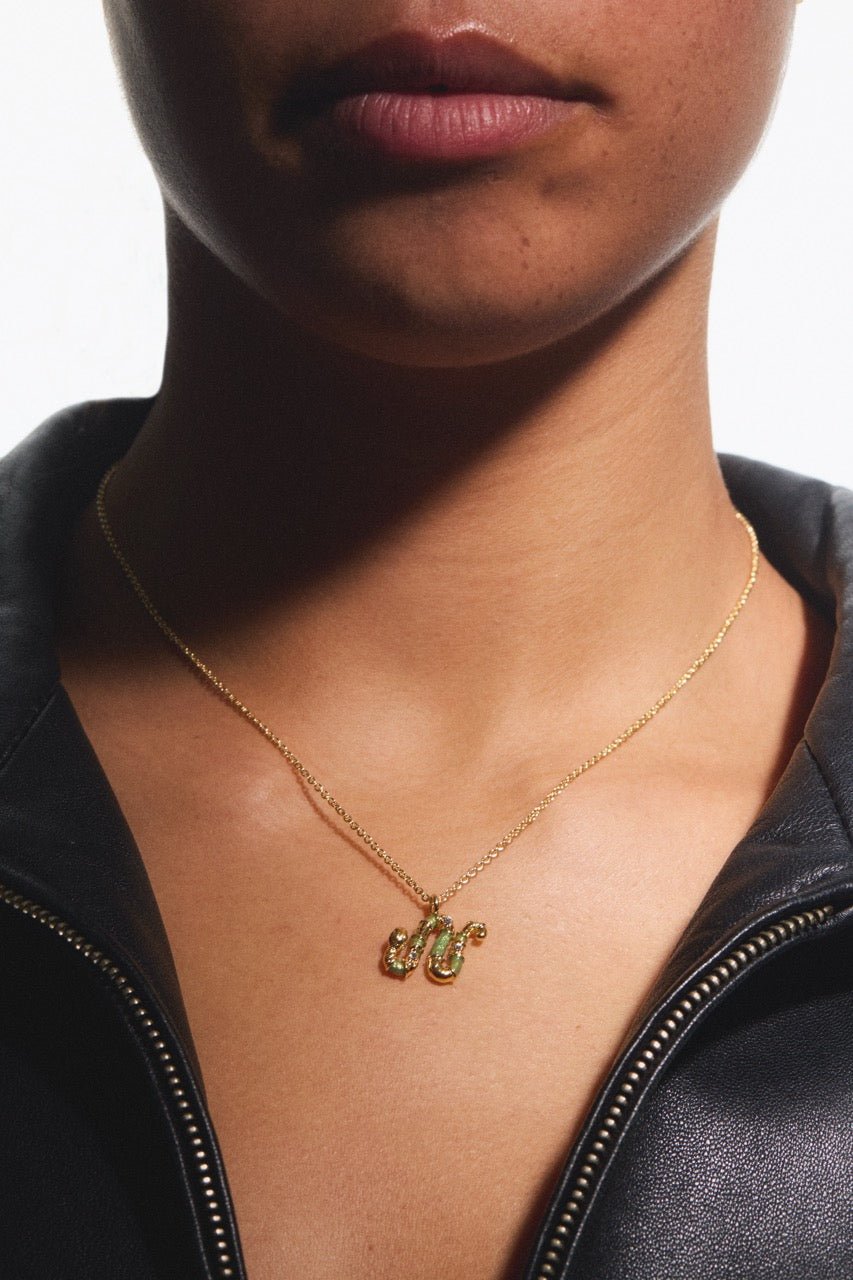 Green Snake Pendant Necklace | AVSN3011 - Les Nereides