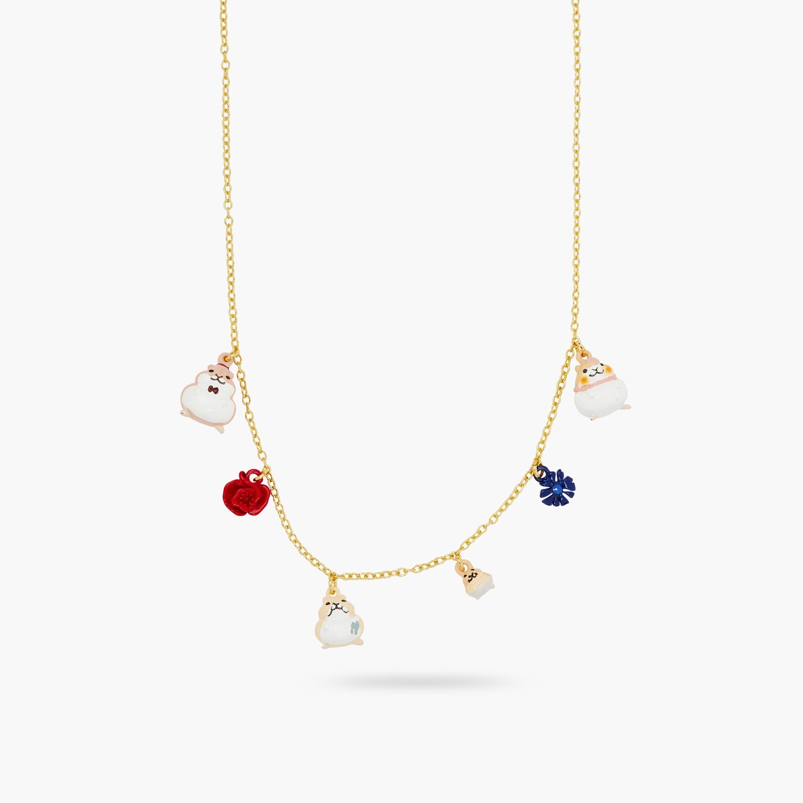 Hamster Family And Flower Charm Necklace | ATTO3021 - Les Nereides