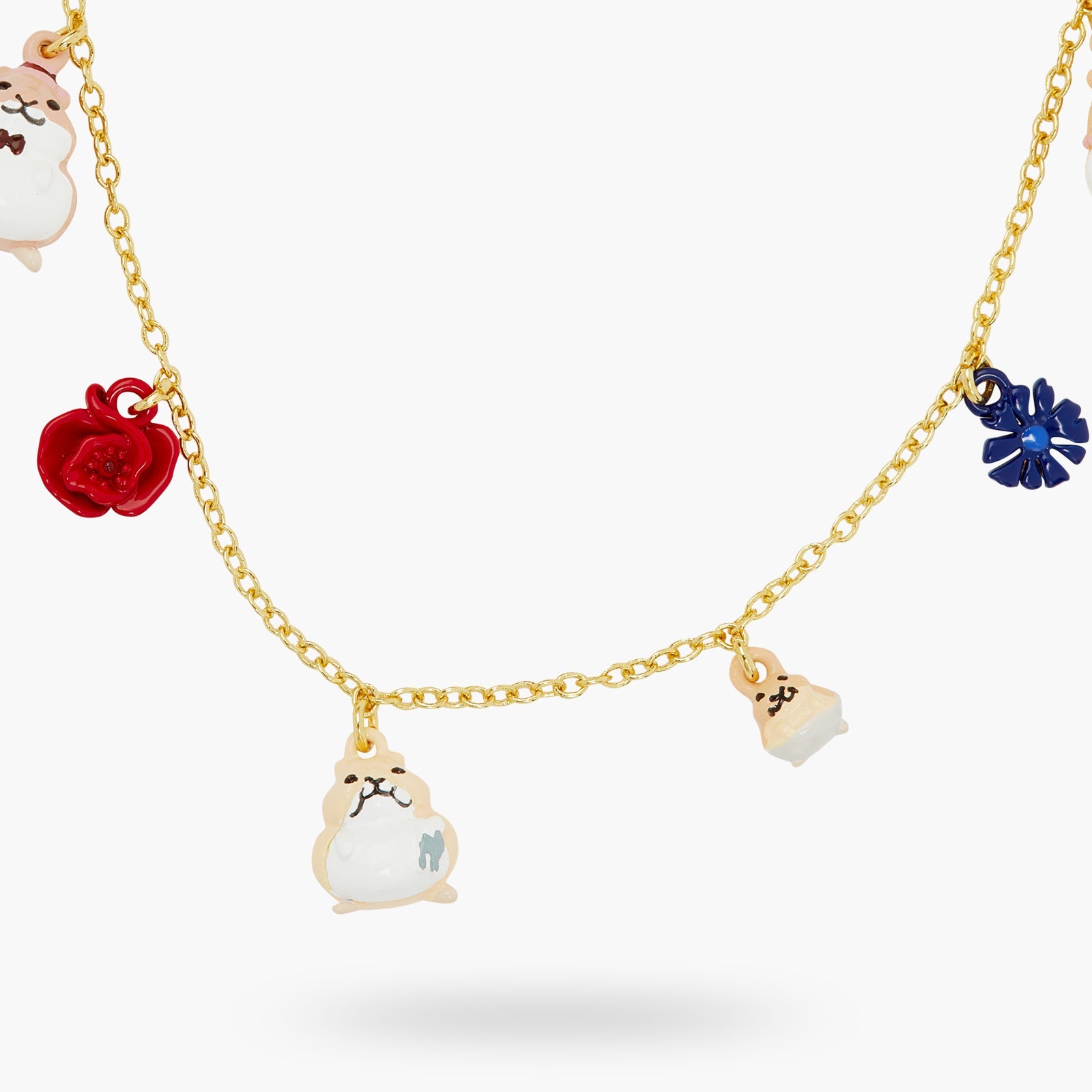 Hamster Family And Flower Charm Necklace | ATTO3021 - Les Nereides