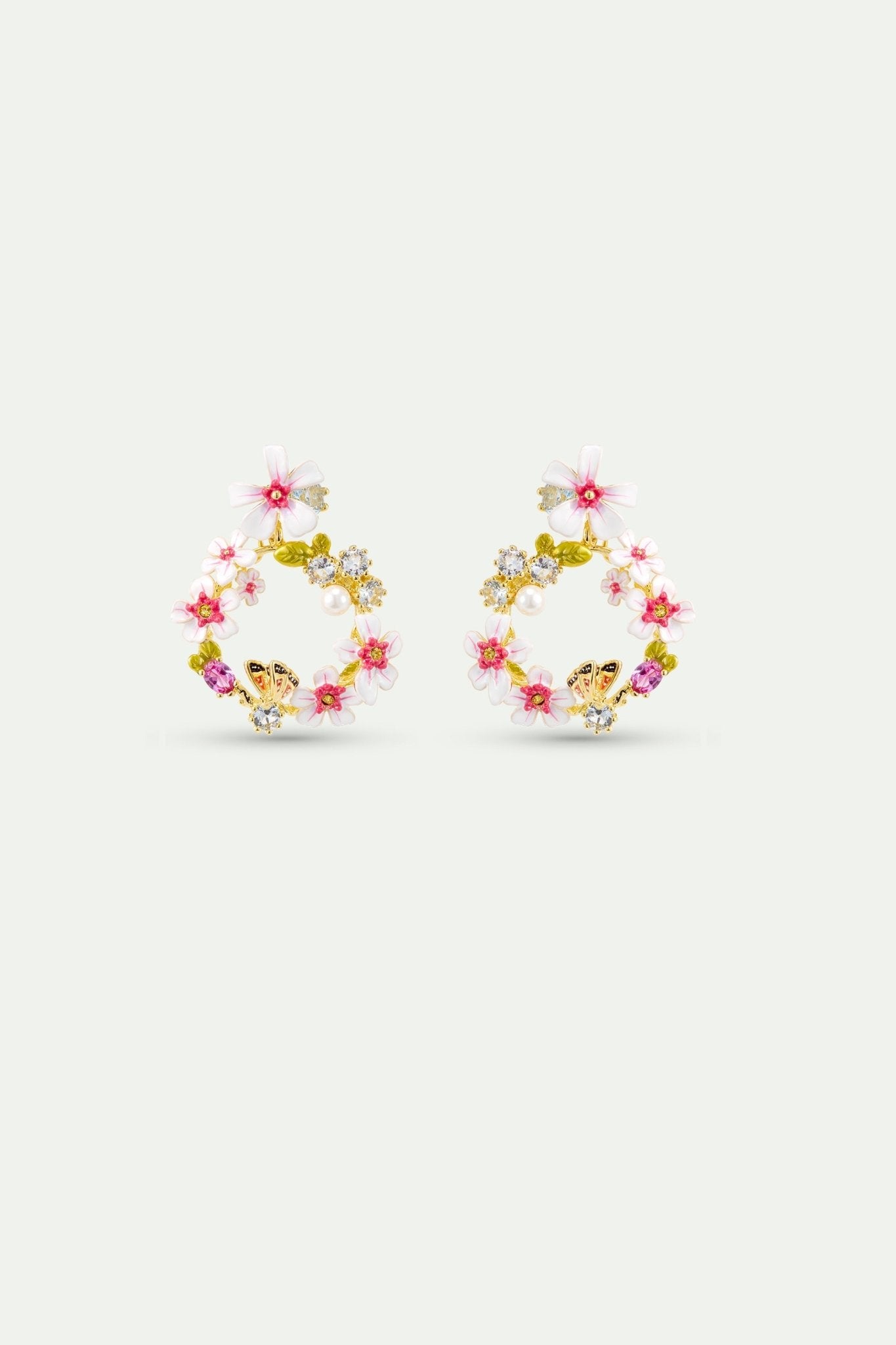 Hawthorn Hoop Earrings, Crystals And Butterfly | AYDF1011 - Les Nereides