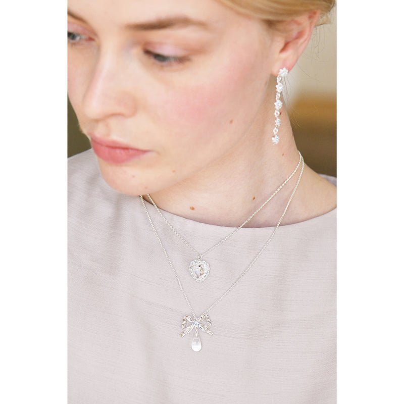 Heart And Crystals Pendant Necklace | Akjv3022 - Les Nereides