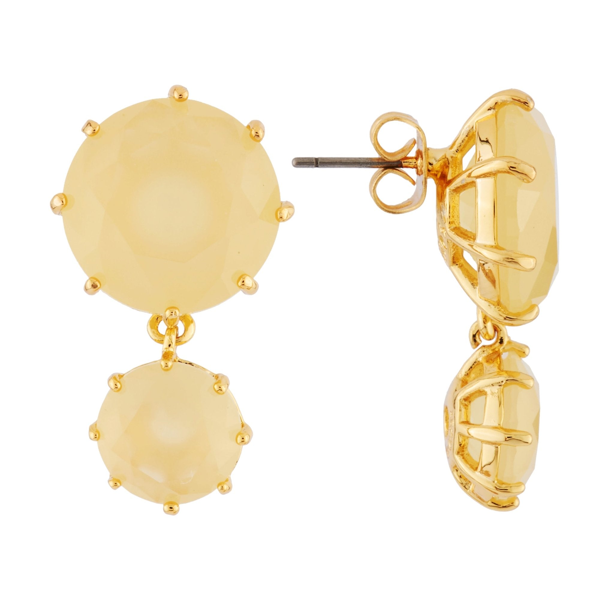 La Diamantine 2 Round Stones Citrine Earrings | AHLD1371 - Les Nereides