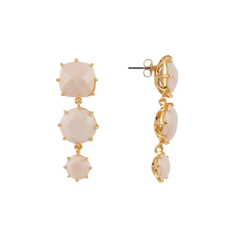 La Diamantine 3 Stones Beige Rose Earrings | ADLD1361 - Les Nereides