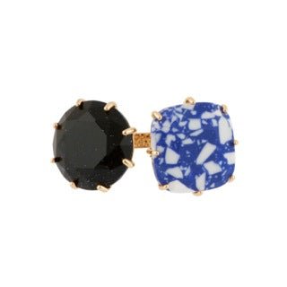La Diamantine Speciale Marbled Stone & Glitter Blue Crystal Stone Rings | AELDS611/11 - Les Nereides
