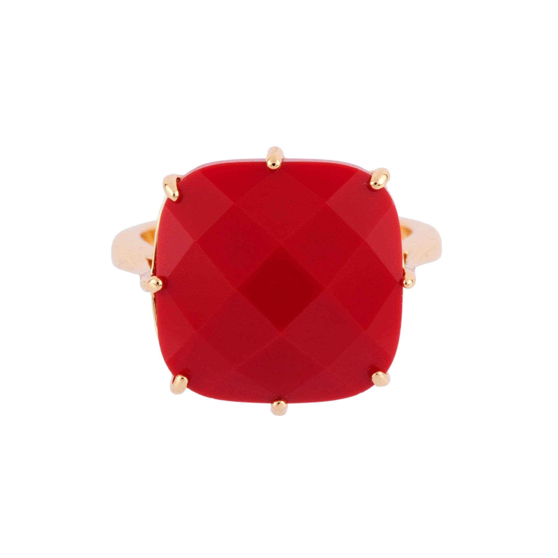La Diamantine Square Stone Vermillion Red Rings | AFLD602/11 - Les Nereides