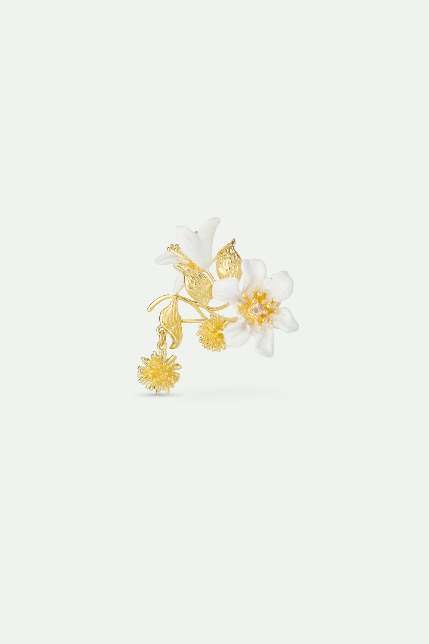 Large Clematis, Laurel Leaf And Japanese Kerria Brooch | AWNF5011 - Les Nereides