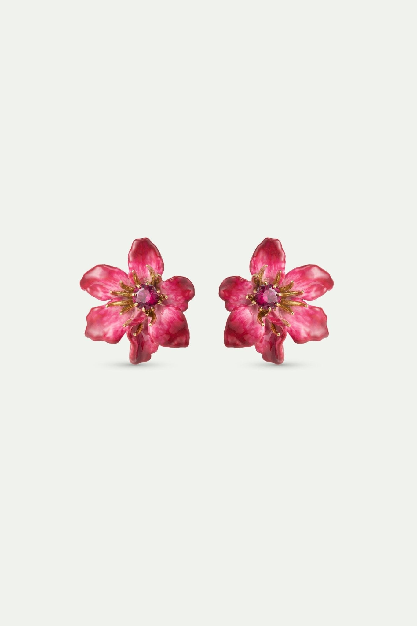 Large Pink Clematis Flower Earrings | AWMM1021 - Les Nereides