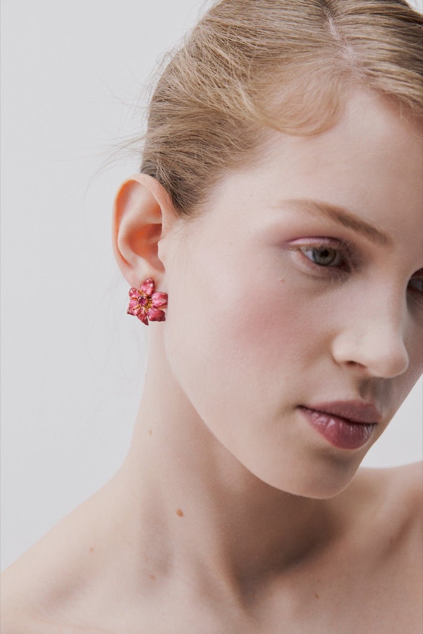 Large Pink Clematis Flower Earrings | AWMM1021 - Les Nereides