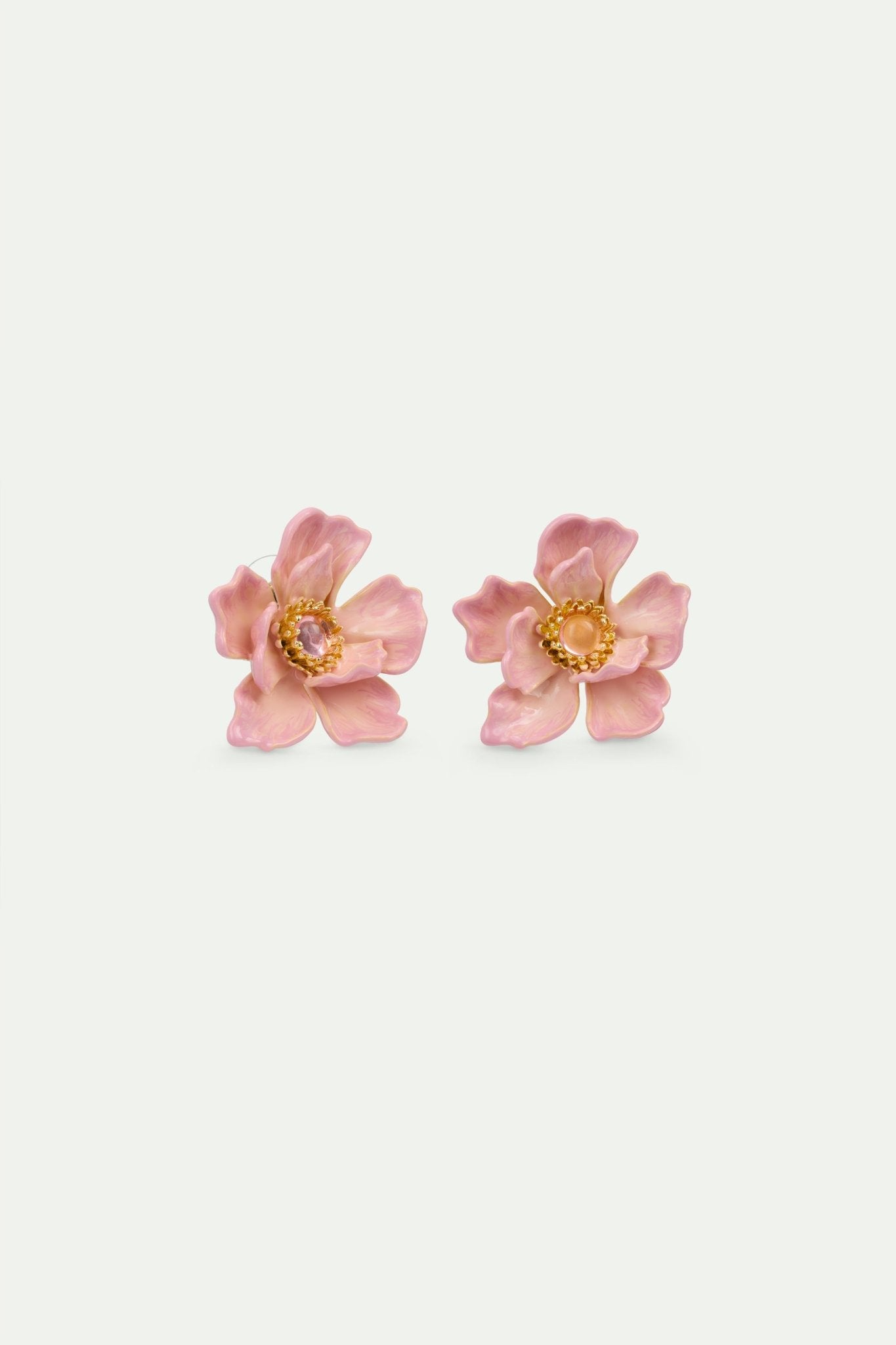 Large pink magnolia flower post earrings | AVFA1011 - Les Nereides