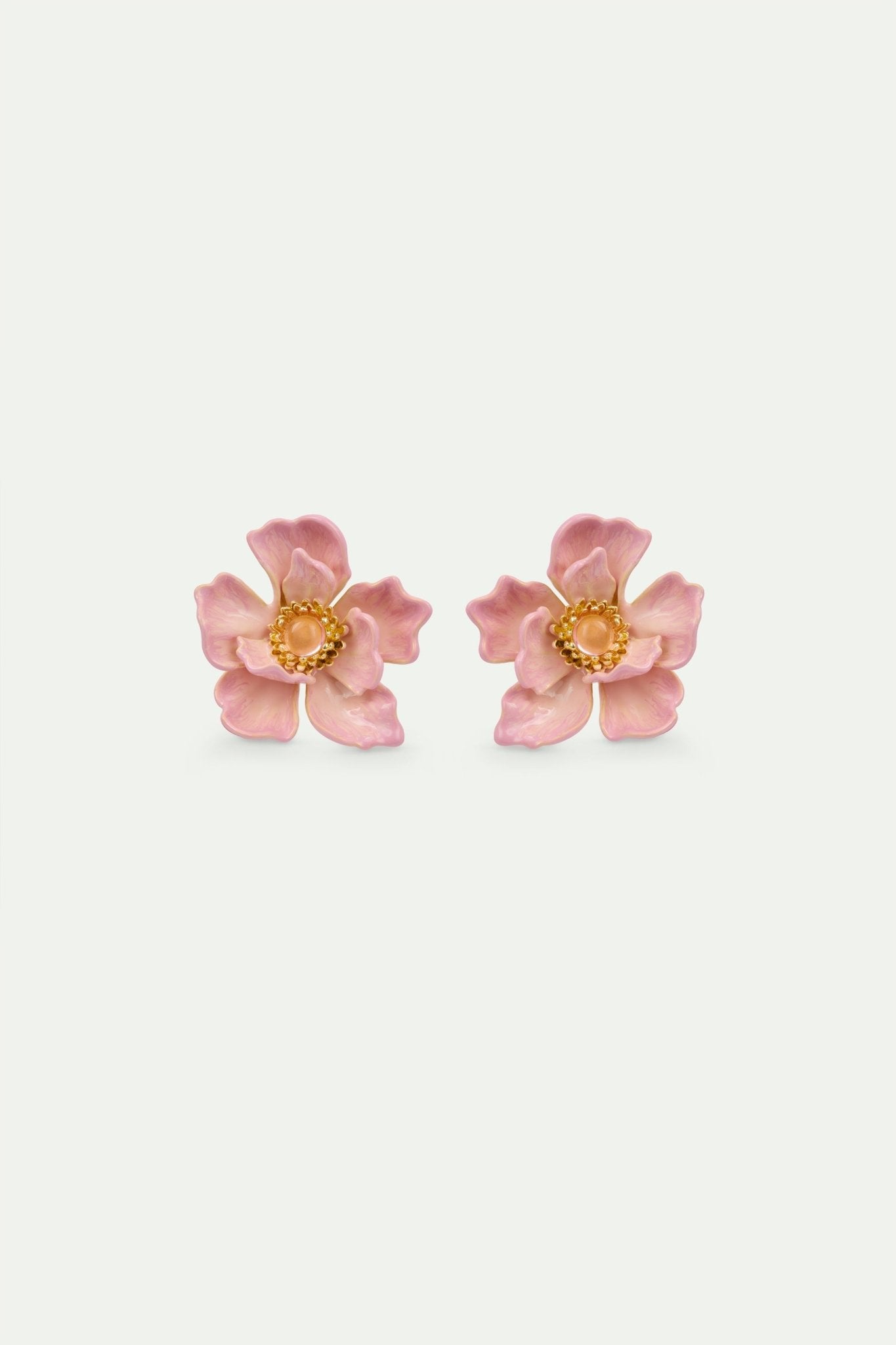Large pink magnolia flower post earrings | AVFA1011 - Les Nereides