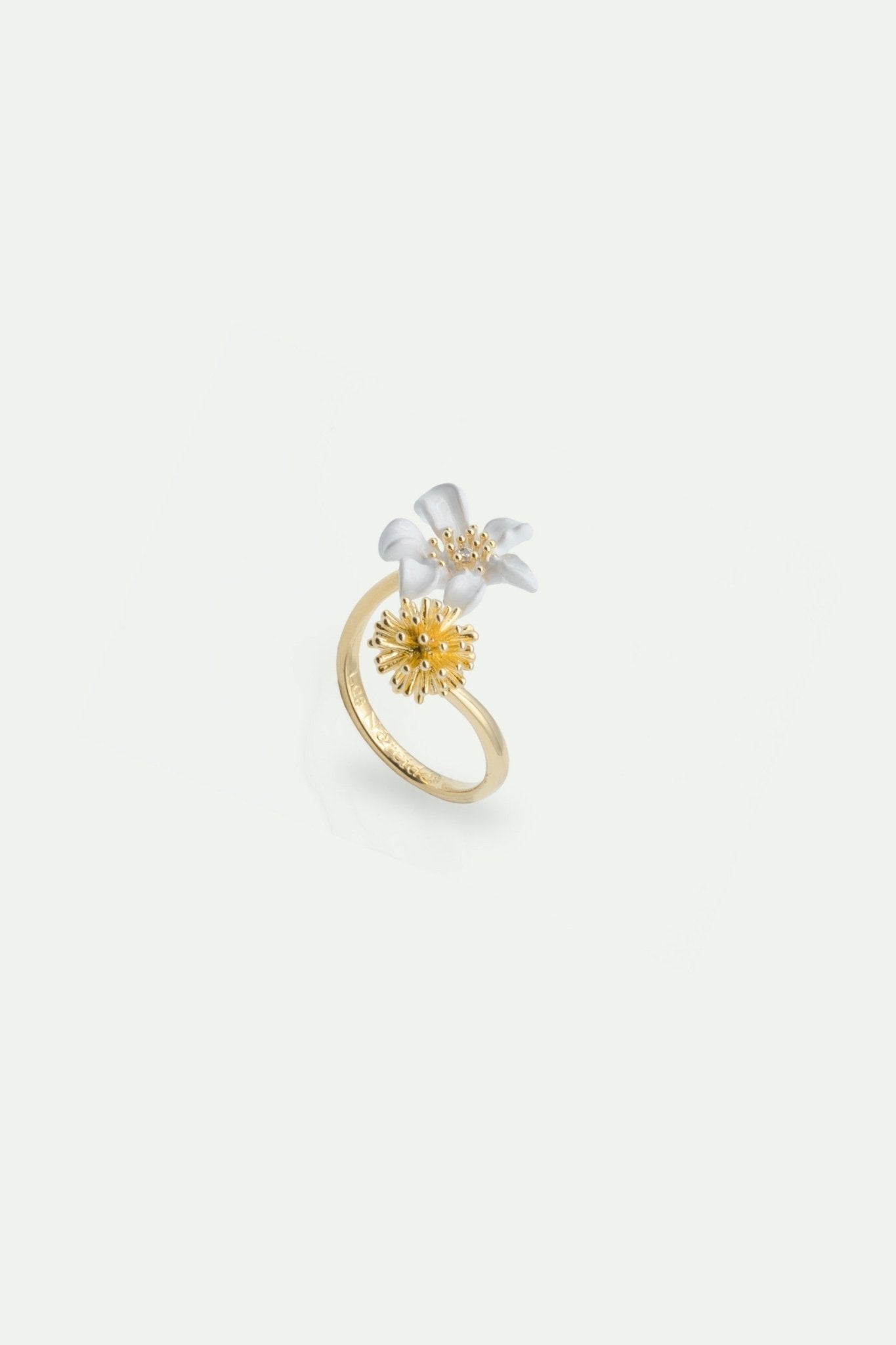 Large White Clematis And Japanese Kerria Adjustable Ring | AWNF6011 - Les Nereides