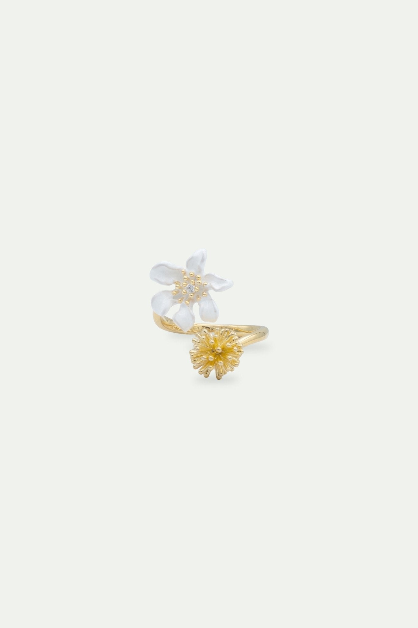 Large White Clematis And Japanese Kerria Adjustable Ring | AWNF6011 - Les Nereides