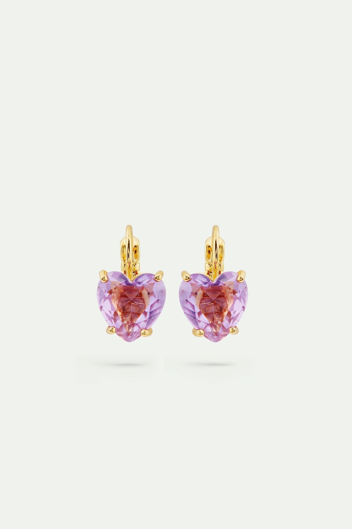 Lavender Diamantine heart - shaped stone earrings | AVLD1451 - Les Nereides