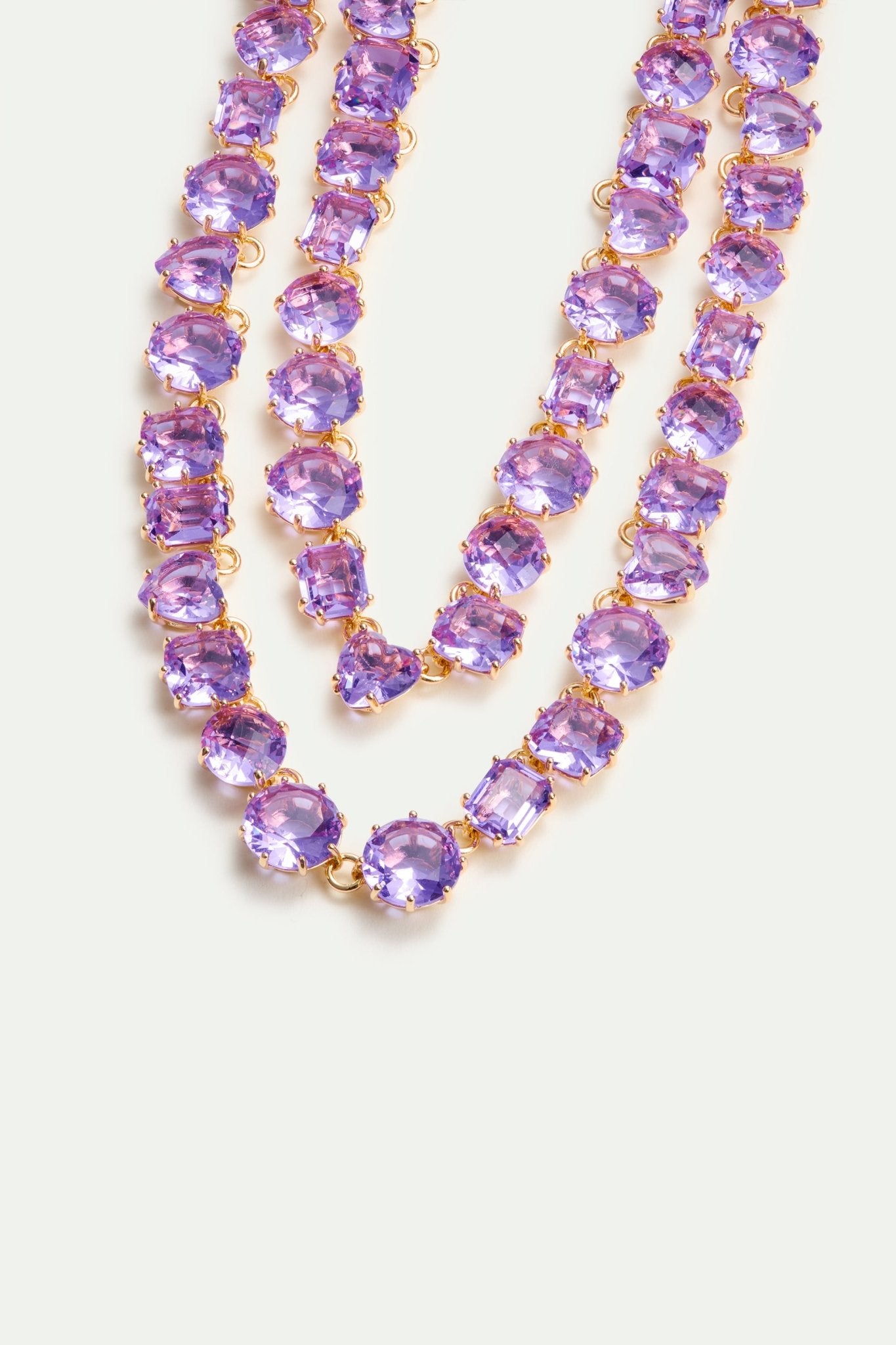 Lavender diamantine two row statement necklace | AVLD3551 - Les Nereides